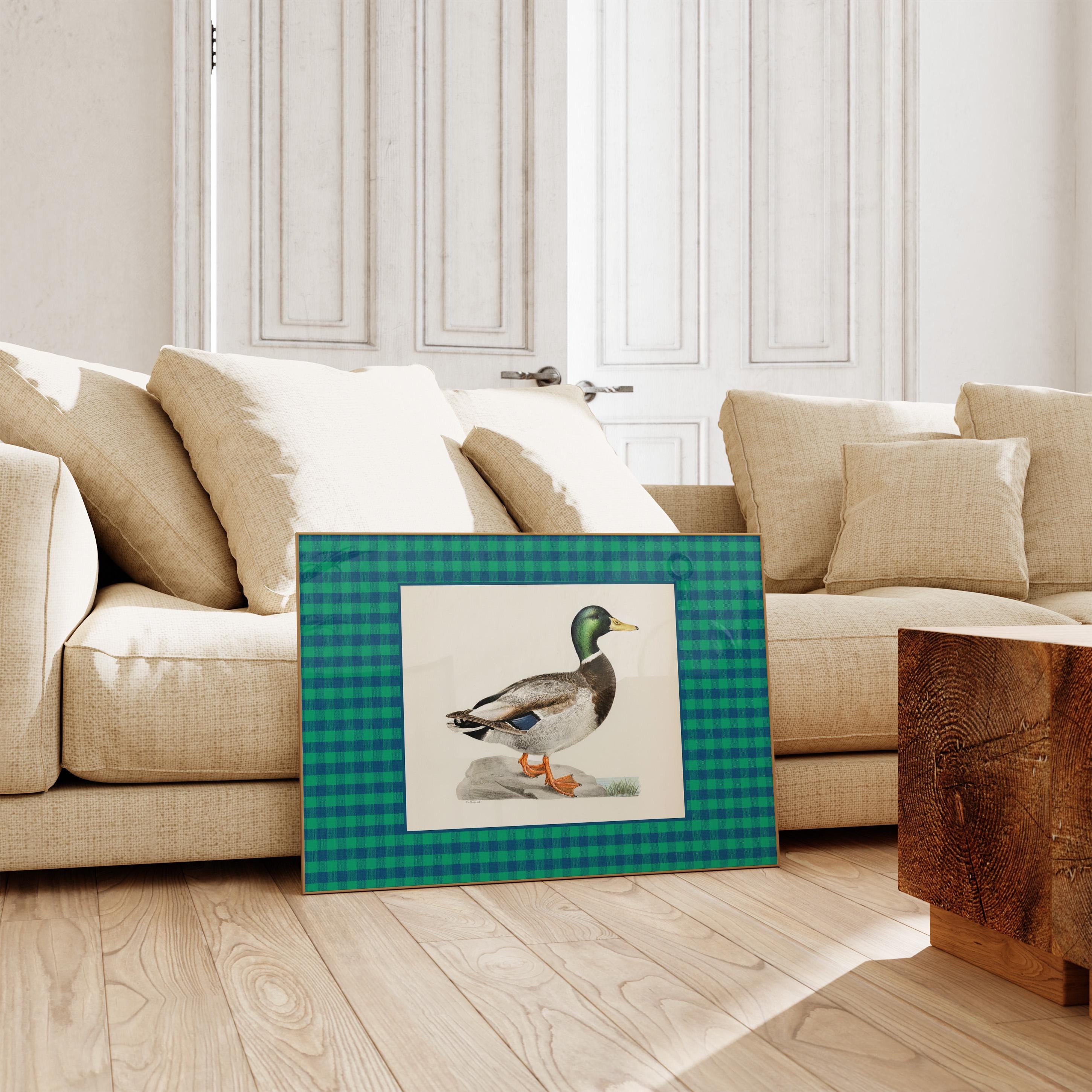 Green Mallard duck print, vintage pattern print, whimsical vintage aesthetic coquette nursery decor, Boys room wall decor, Baby shower gift