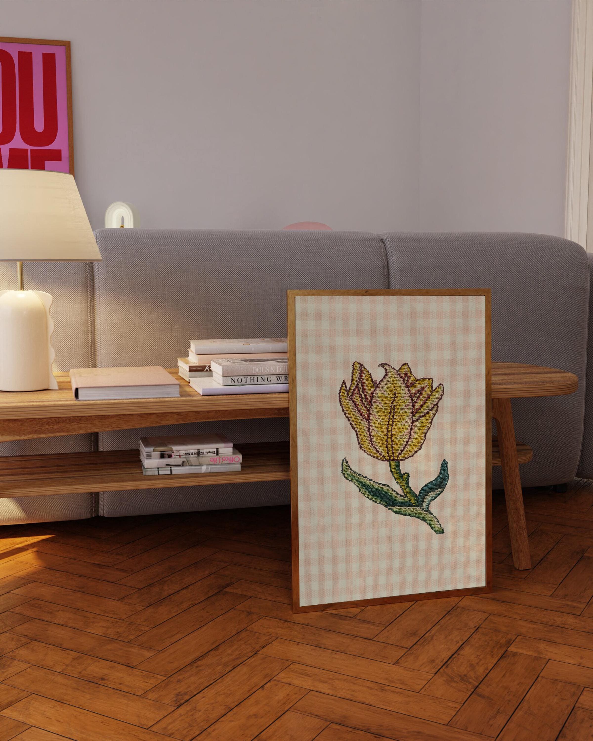Fine Art Print, Gallery Wall Prints, Needlepoint Art, Needlepoint decor, Needlepoint gift, vintage art print, floral needlepoint art