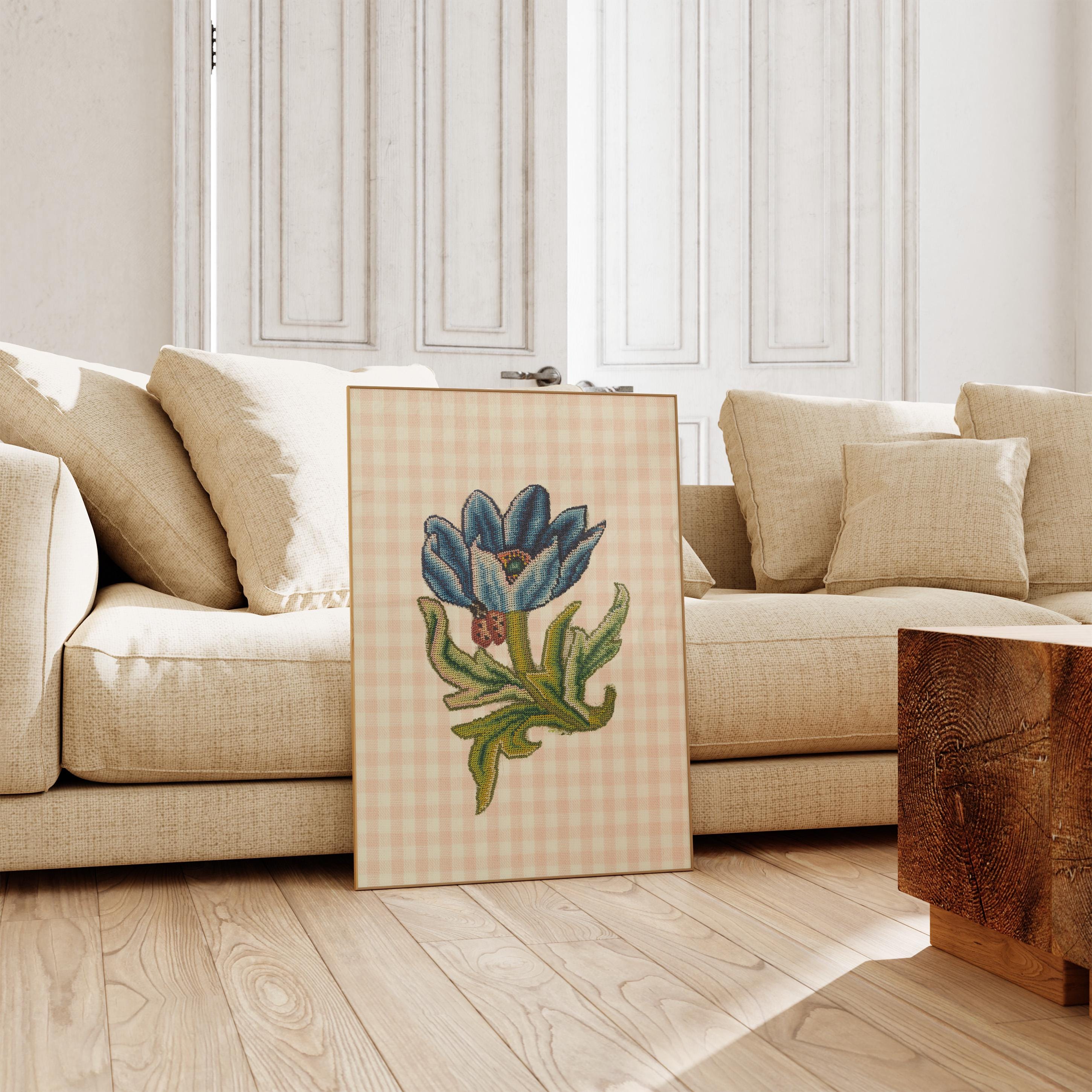Fine Art Print, Gallery Wall Prints, Needlepoint Art, Needlepoint decor, Needlepoint gift, vintage art print, floral needlepoint art