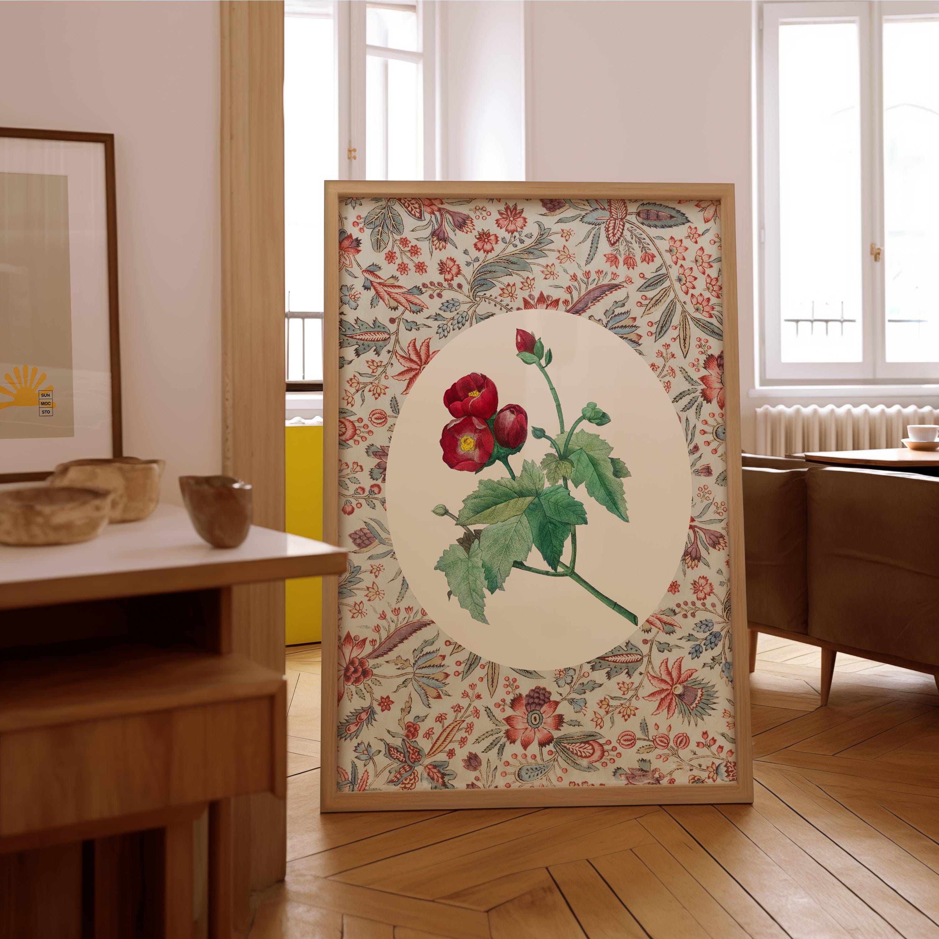 grandmillenial printable art, Nancy meyers inspired digital download, maximalist, cottage, English country, red floral art, digital prints