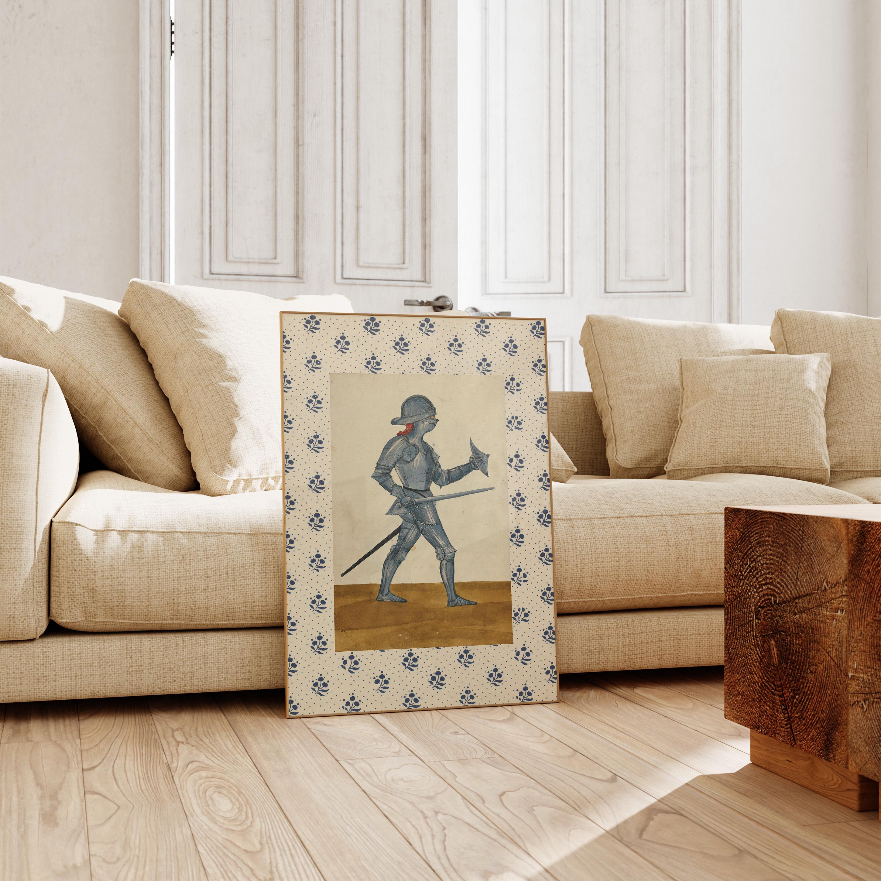 Knight Print, INSTANT Digital Wall Art, Trendy Decor, Medieval illustration, Living Room Art, Cottage, Nursery, Vintage Boys Art, Boys Decor