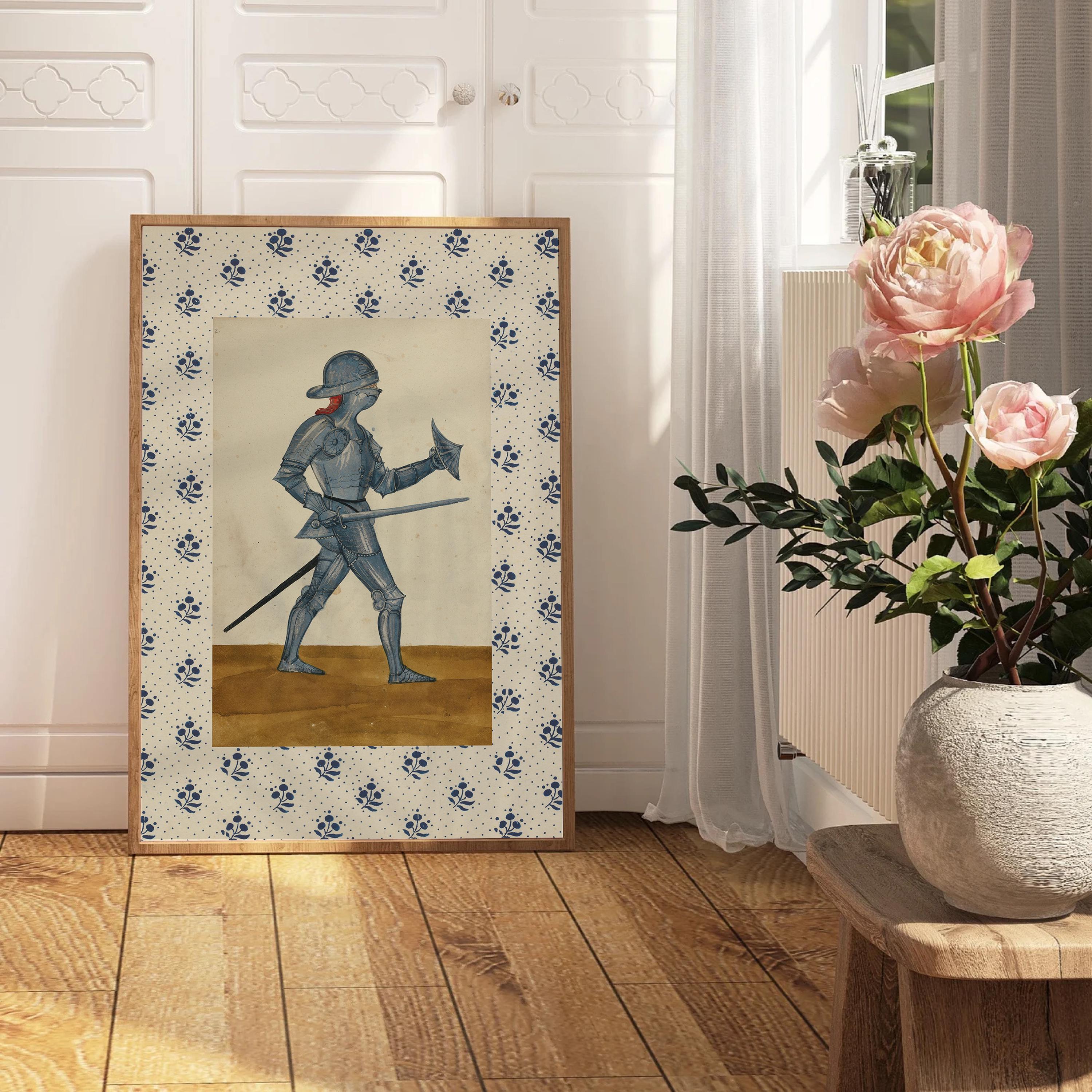 Knight Print, INSTANT Digital Wall Art, Trendy Decor, Medieval illustration, Living Room Art, Cottage, Nursery, Vintage Boys Art, Boys Decor