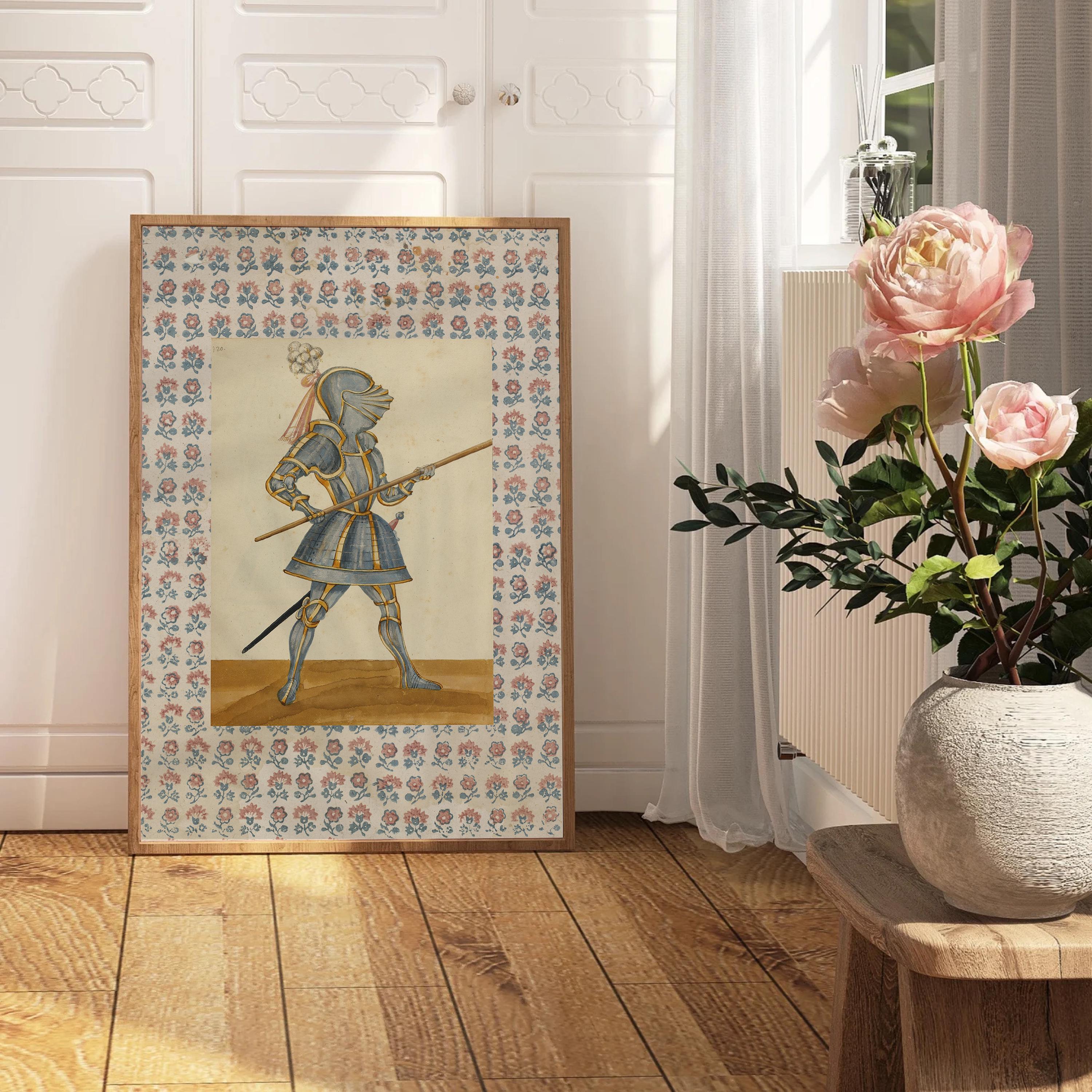 Knight Print, Digital Wall Art, Knights Armour, Medieval illustration, Living Room Art, Cottage, Nursery, Vintage Kids Room Art, Kids Decor