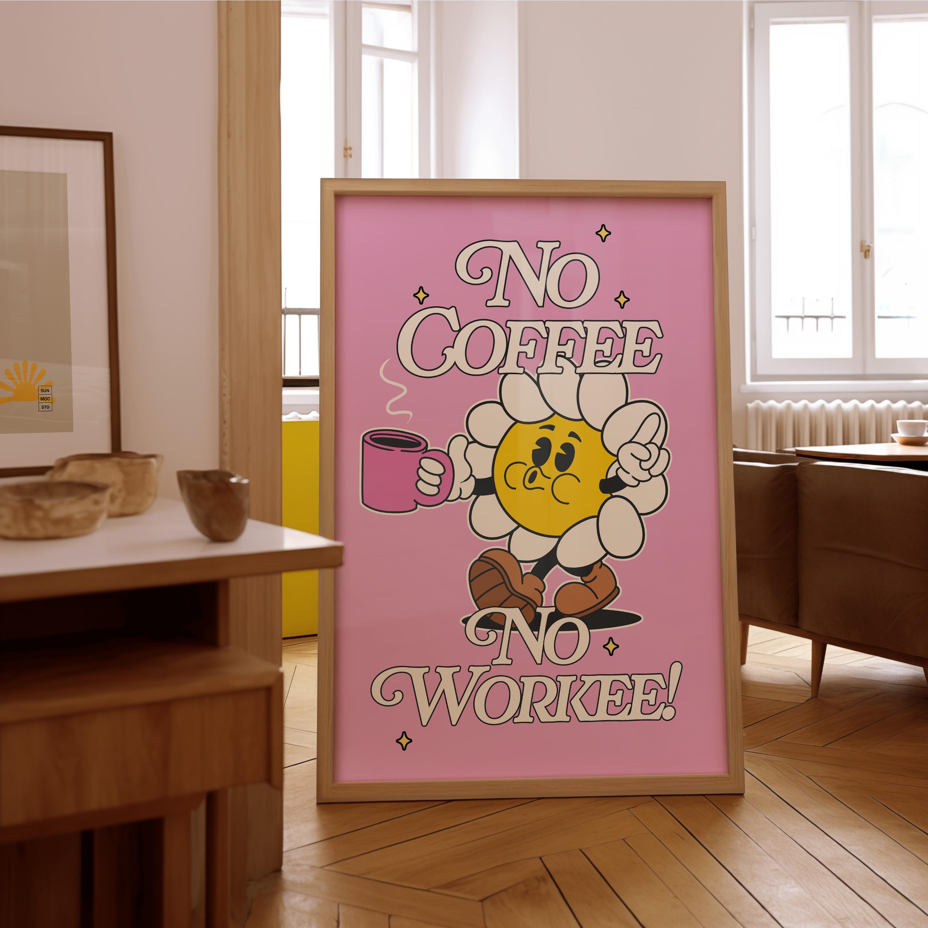 Good things happen after coffee-Digital Prints-Retro Art Quote-Office Art, Kitchen Art-Coffee Art Print-Coffee Cartoon Print-Retro Wall Art
