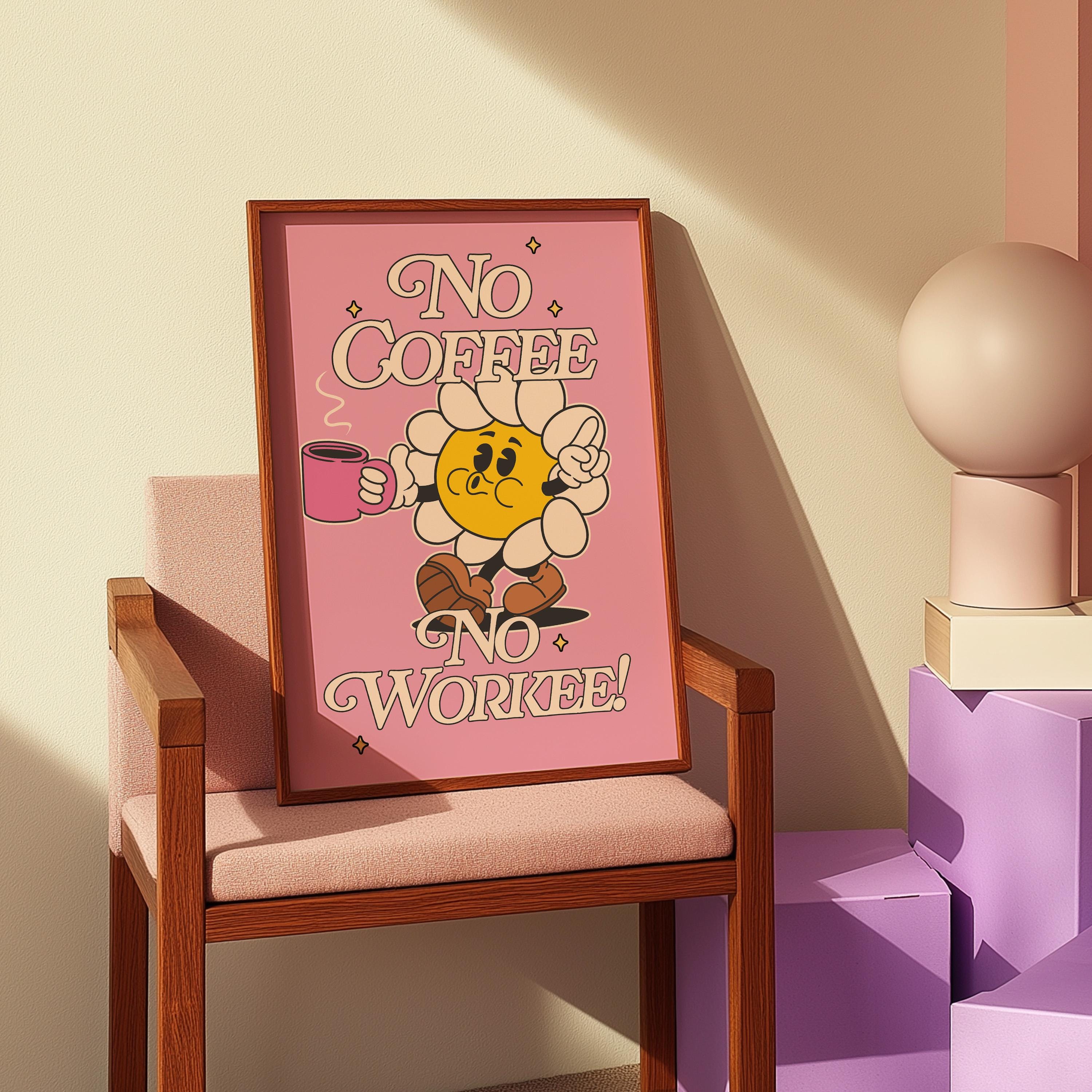 Good things happen after coffee-Digital Prints-Retro Art Quote-Office Art, Kitchen Art-Coffee Art Print-Coffee Cartoon Print-Retro Wall Art