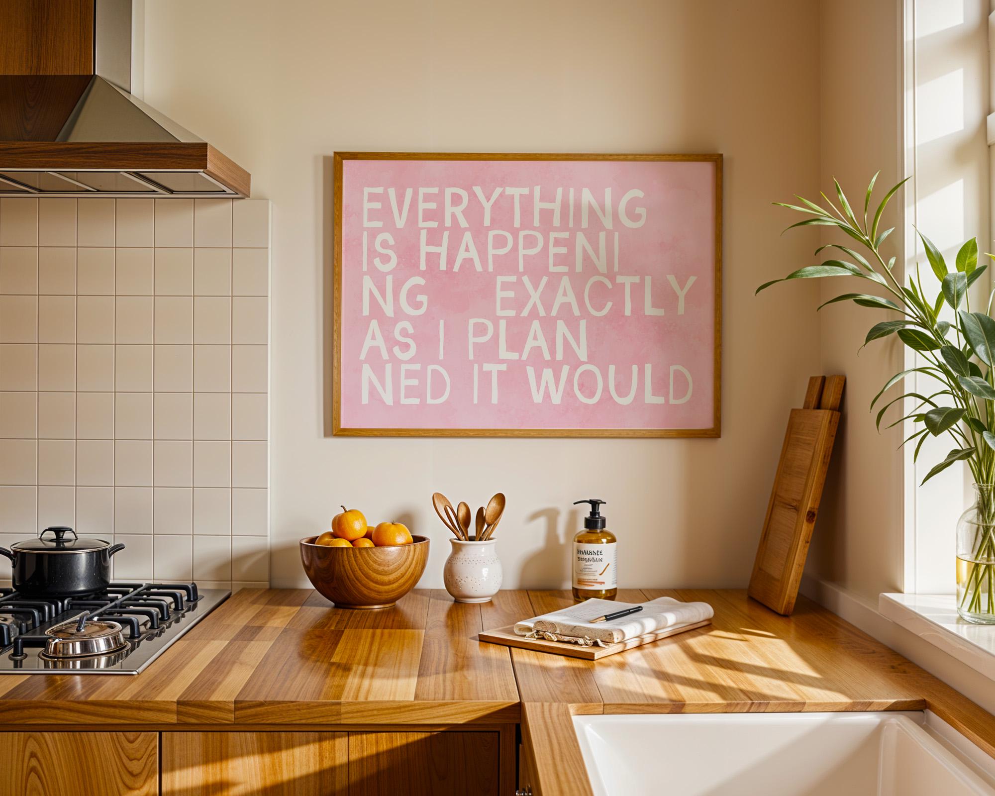 Positivity Wall Art, Manifestation Decor, Typography Print, Living Room, Teen Space, Daughter Bedroom, Pink Art Print, Pink Typography art