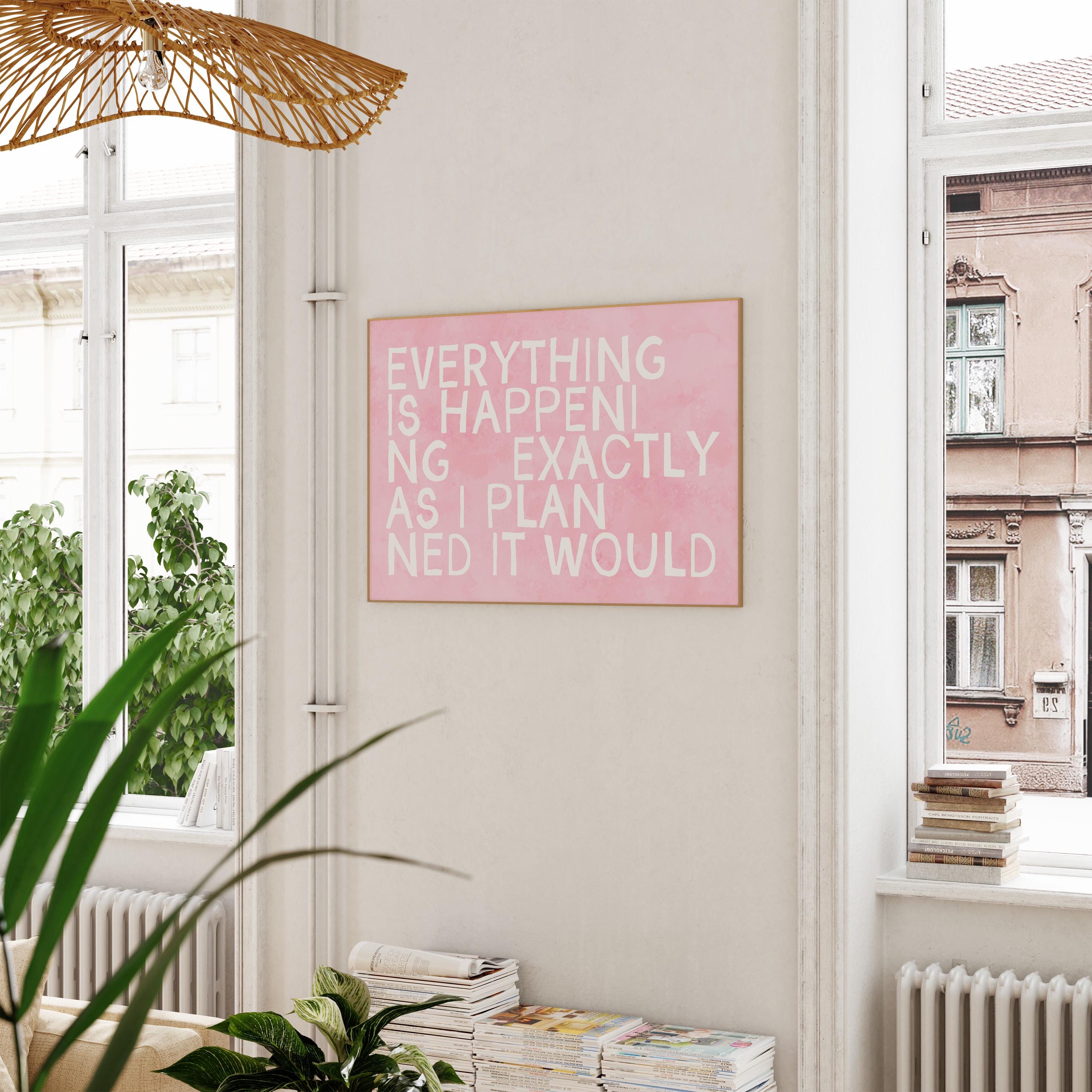 Positivity Wall Art, Manifestation Decor, Typography Print, Living Room, Teen Space, Daughter Bedroom, Pink Art Print, Pink Typography art