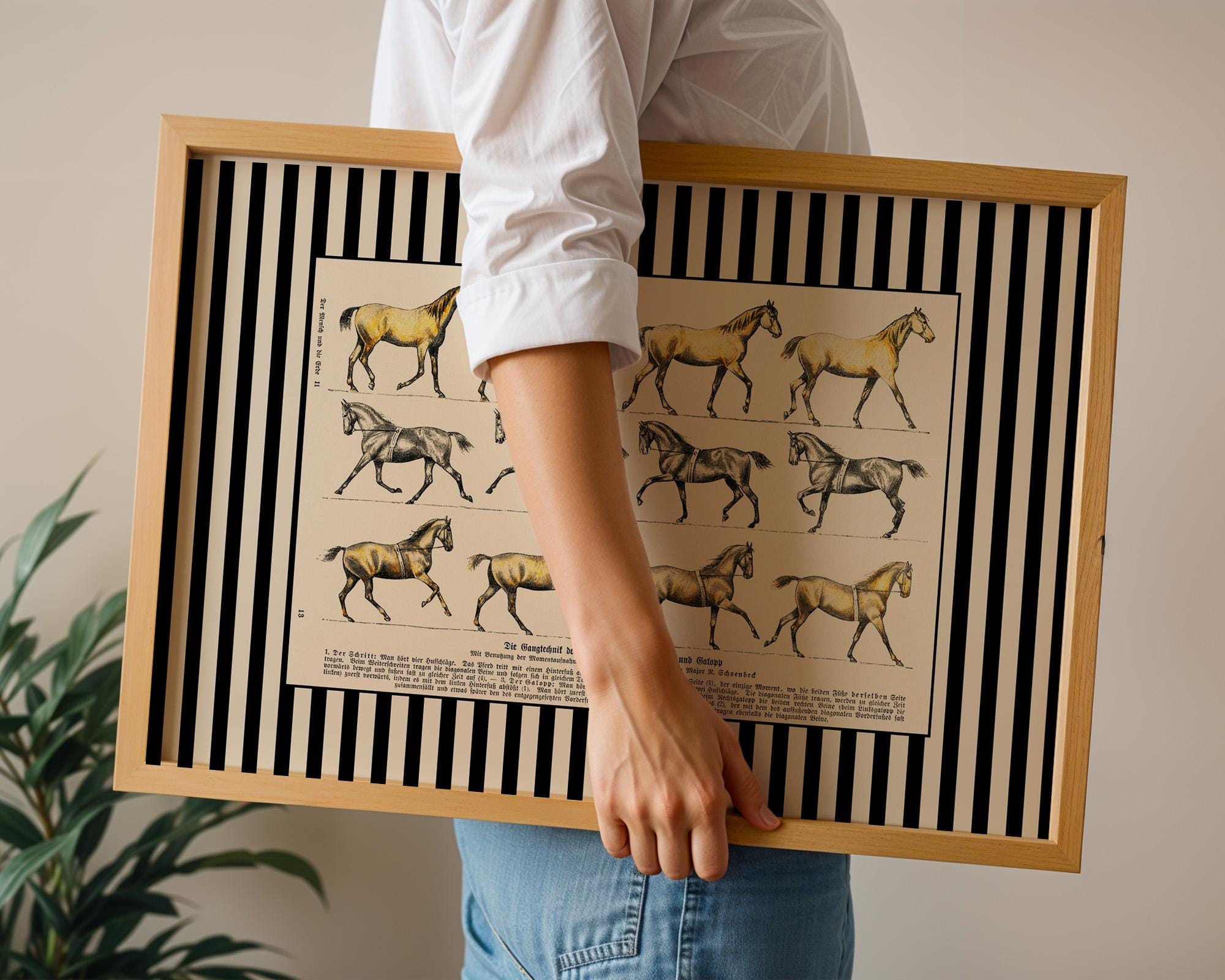 Vintage Horse Painting - Equestrian Horse Portrait for Boys Room Decor, Kentucky Derby Art, Watercolor Nursery & Farmhouse Decor