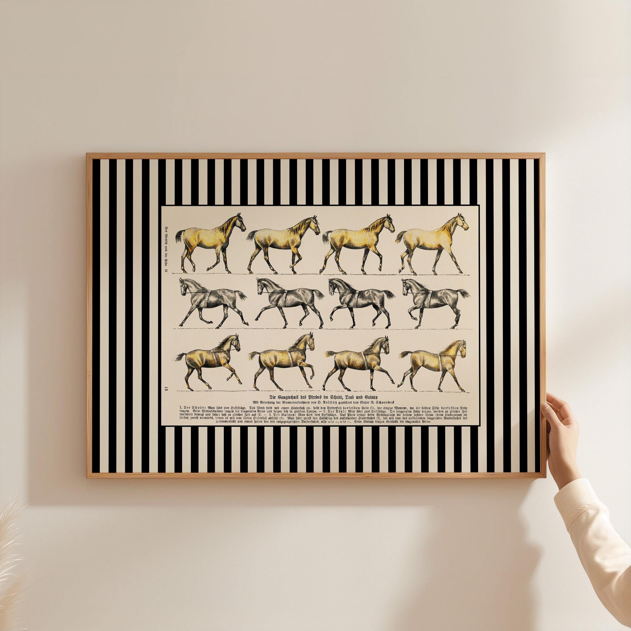 Vintage Horse Painting - Equestrian Horse Portrait for Boys Room Decor, Kentucky Derby Art, Watercolor Nursery & Farmhouse Decor