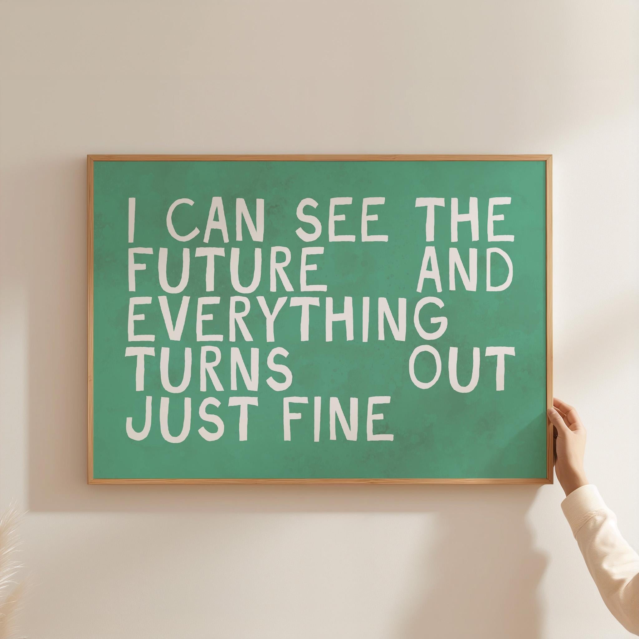 Green Typography Art Print - Modern Positive Wall Decor for Living Room & Daughter&#39;s Bedroom - Handwritten Style