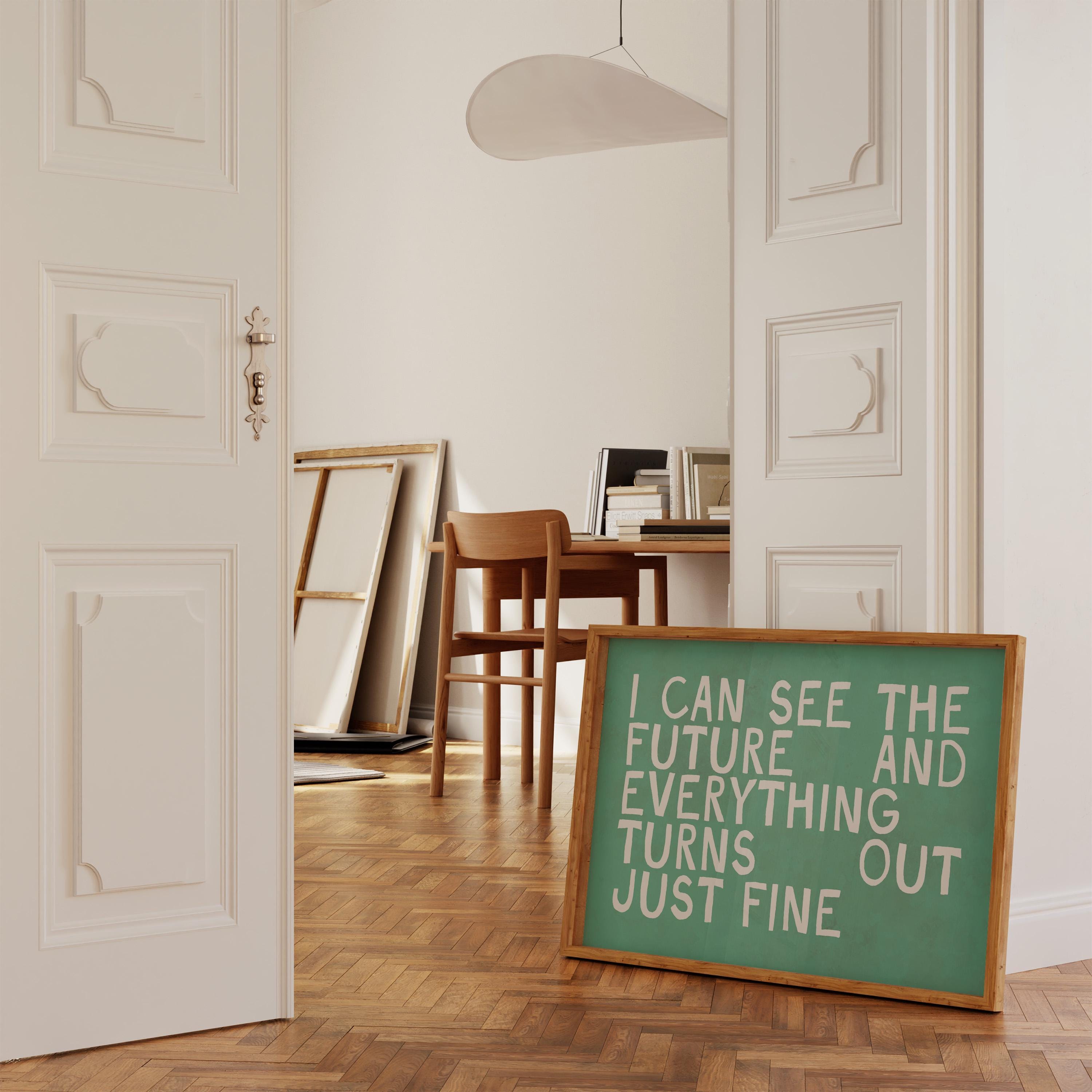 Green Typography Art Print - Modern Positive Wall Decor for Living Room & Daughter&#39;s Bedroom - Handwritten Style