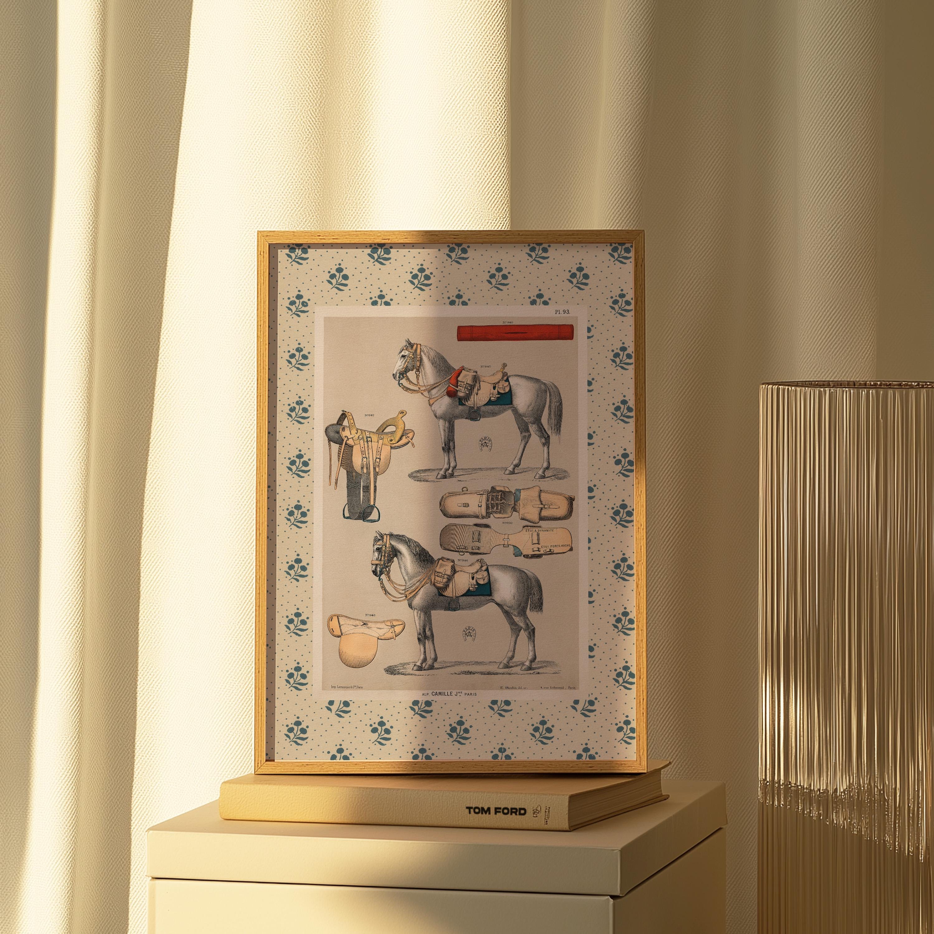 Vintage Horse Painting - Equestrian Portrait for Boys Room, Kentucky Derby Art, Watercolor Nursery & Farmhouse Decor