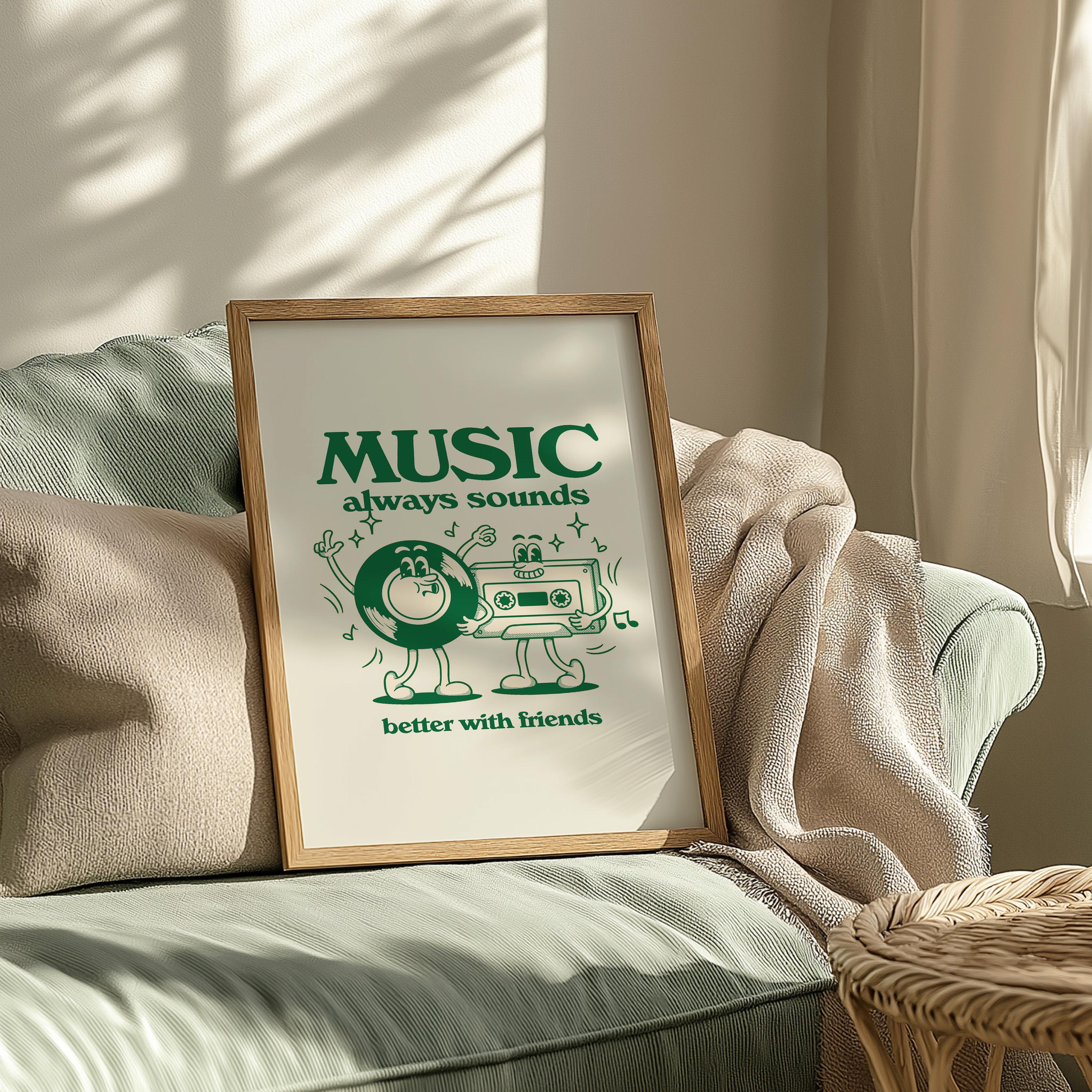 Classroom Art, Music Room Art, Downloadable Print, Cartoon Art, Music Art Print, Trendy Posters, Vintage Mascot Art, Cute Positive Poster