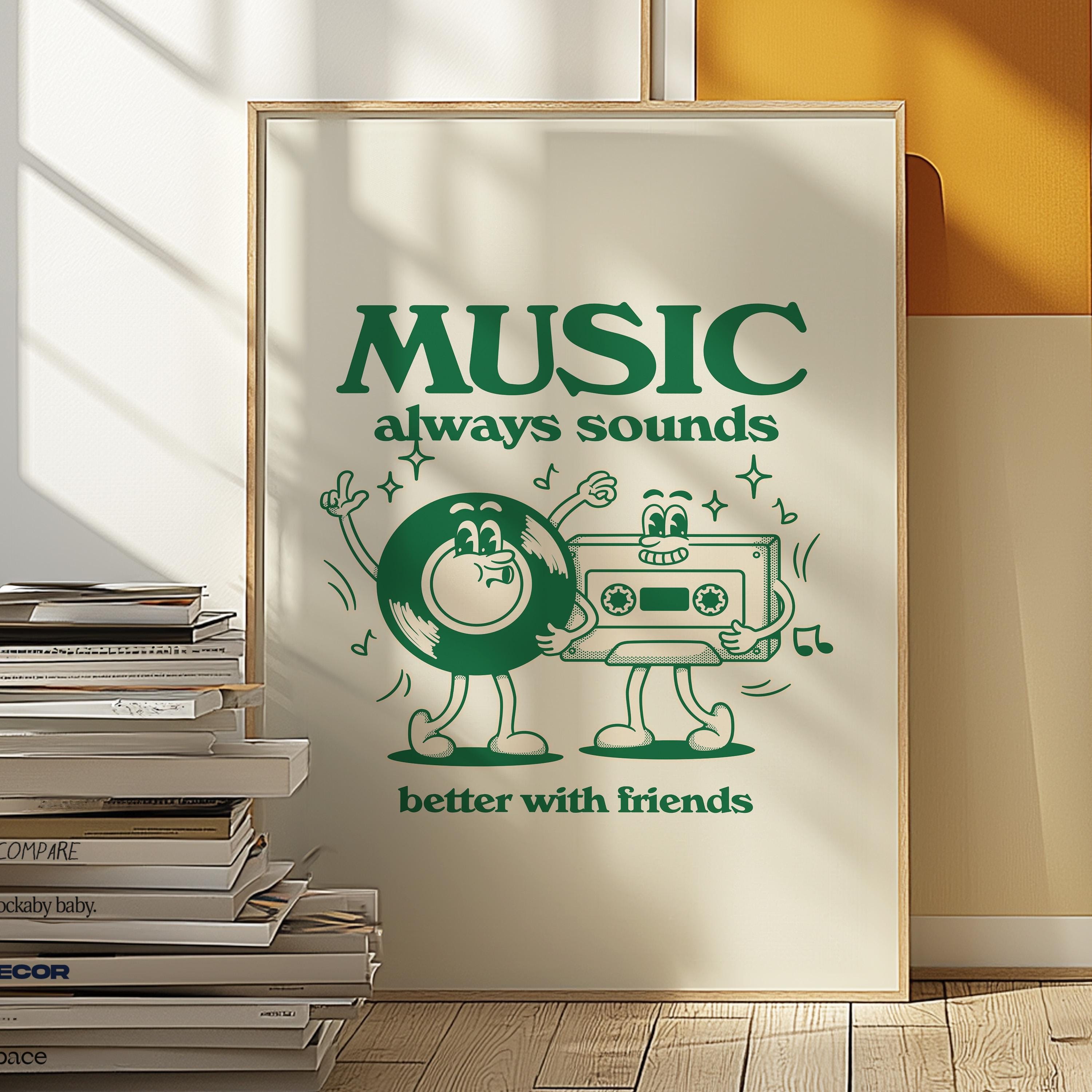 Classroom Art, Music Room Art, Downloadable Print, Cartoon Art, Music Art Print, Trendy Posters, Vintage Mascot Art, Cute Positive Poster