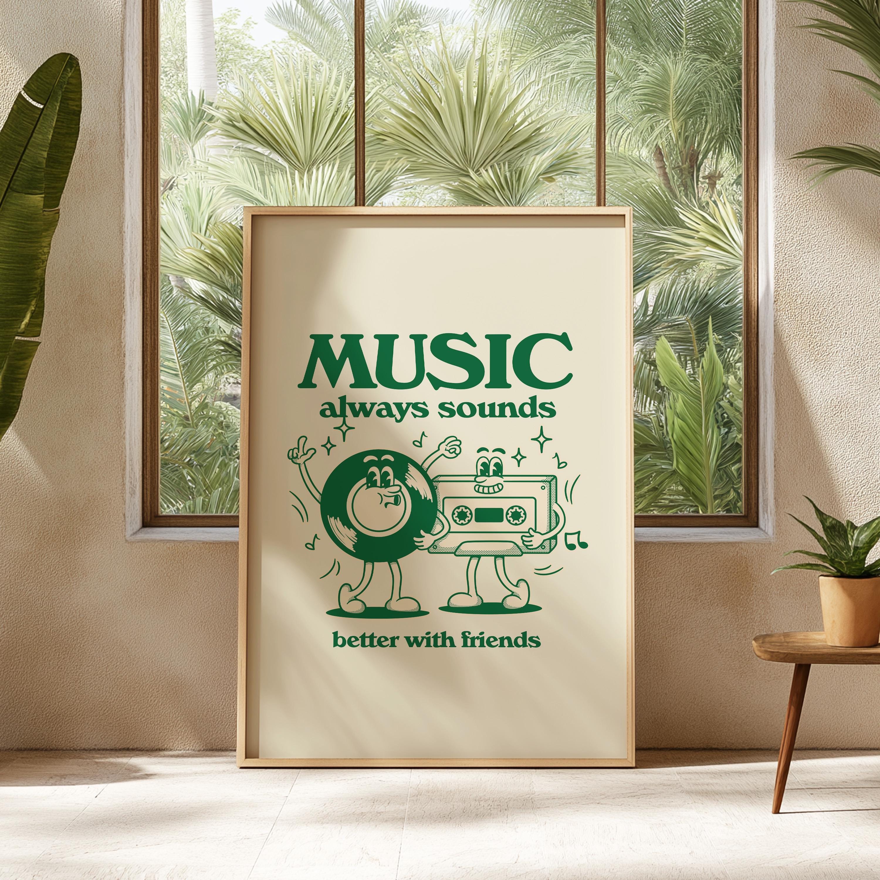 Classroom Art, Music Room Art, Downloadable Print, Cartoon Art, Music Art Print, Trendy Posters, Vintage Mascot Art, Cute Positive Poster