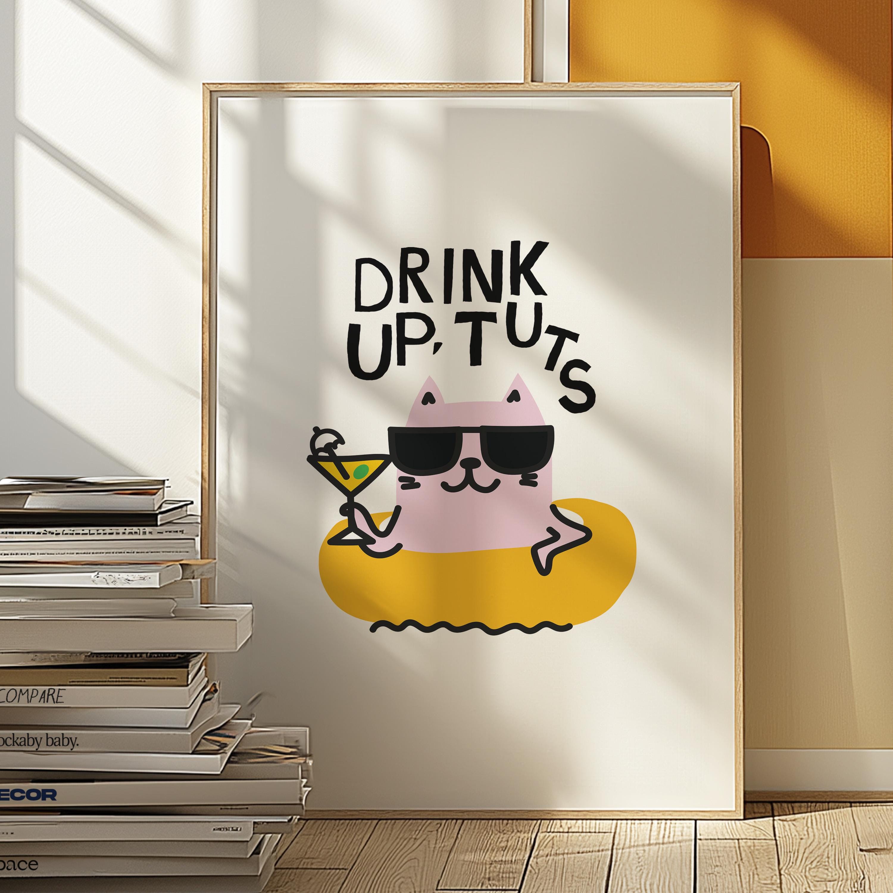Cute Kittens Art Print, Retro Decor for Home, Funny Wall Art, Y2K Girly Decor, Vintage Kittens, Perfect for Bar Cart