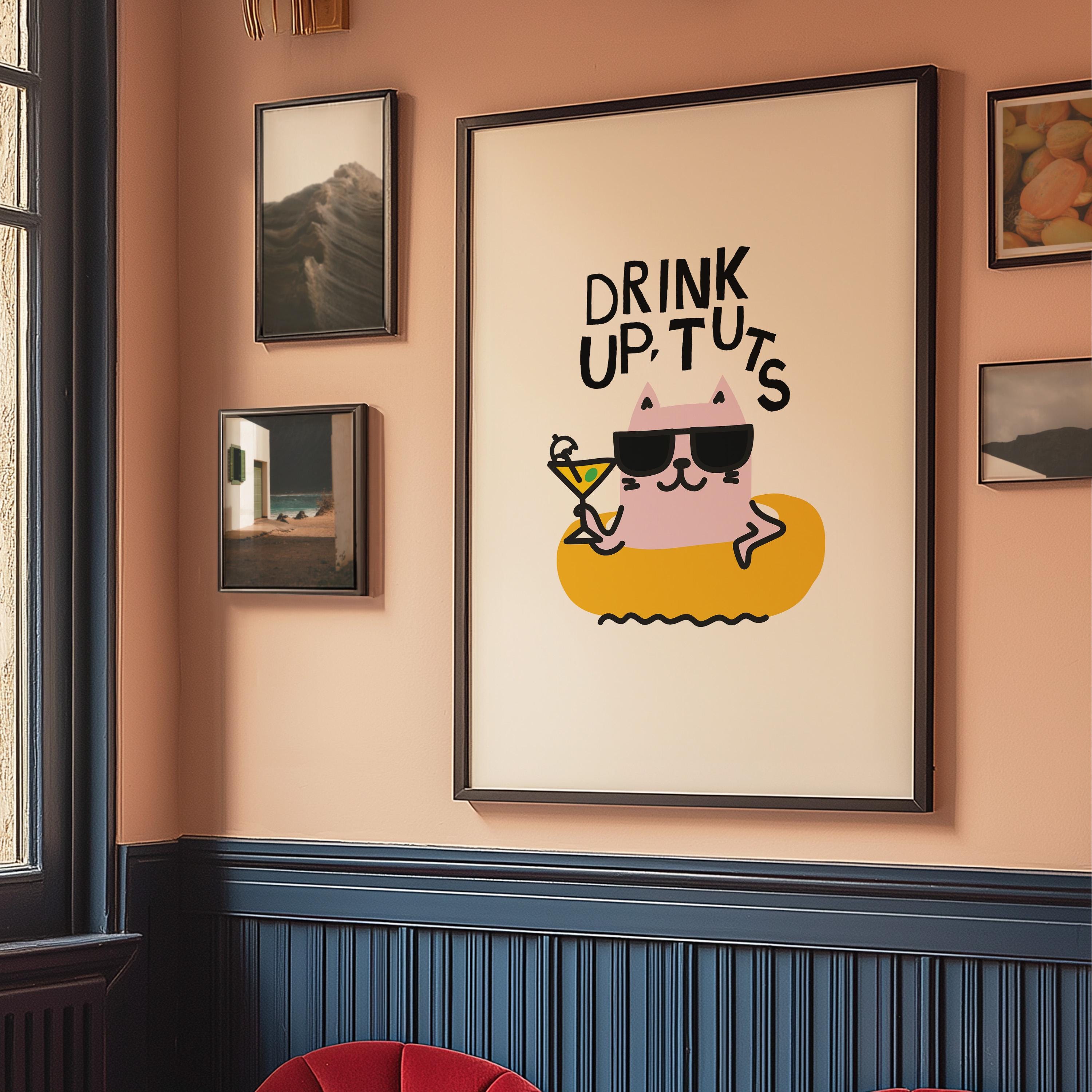 Cute Kittens Art Print, Retro Decor for Home, Funny Wall Art, Y2K Girly Decor, Vintage Kittens, Perfect for Bar Cart