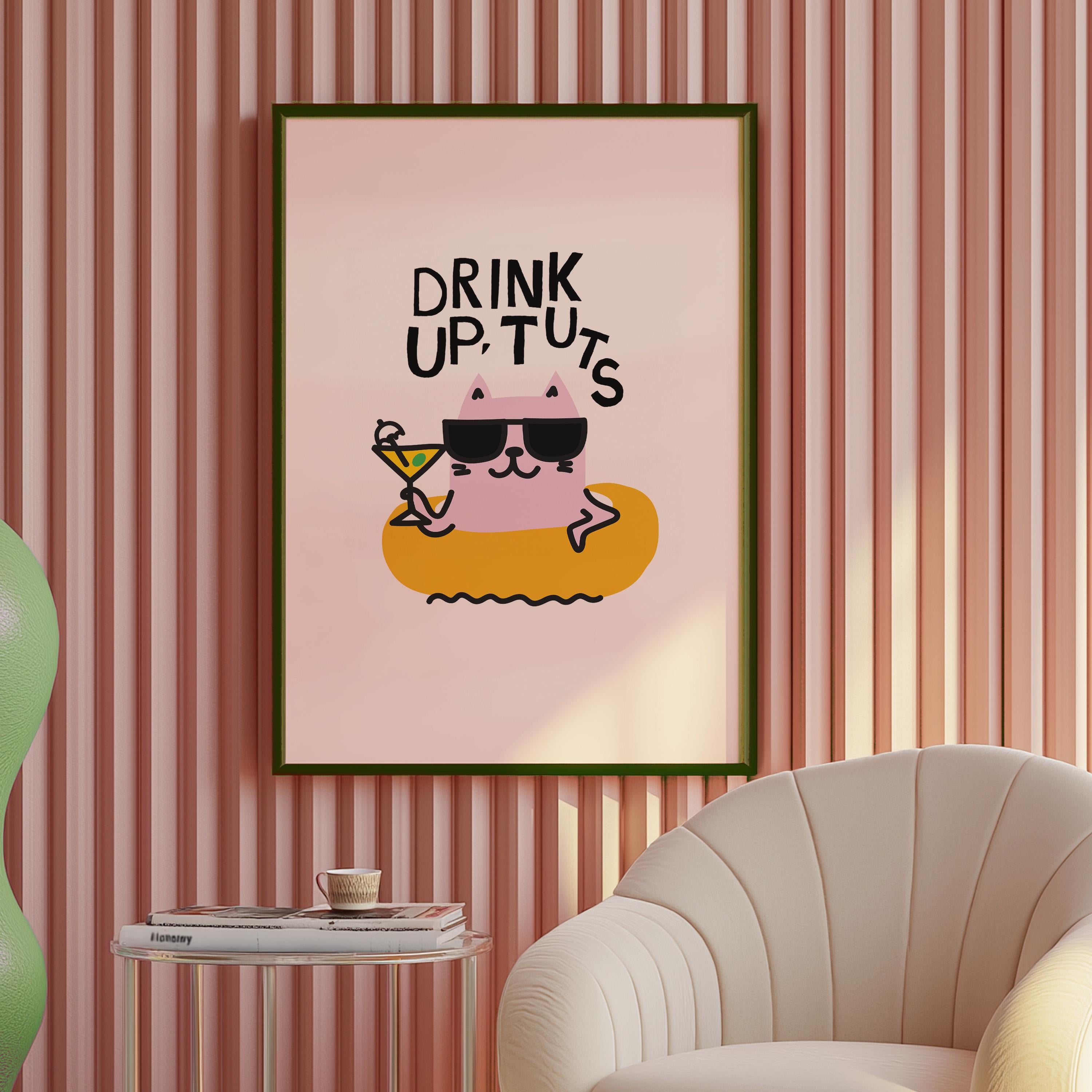Cute Kittens Art Print, Retro Decor for Home, Funny Wall Art, Y2K Girly Decor, Vintage Kittens, Perfect for Bar Cart