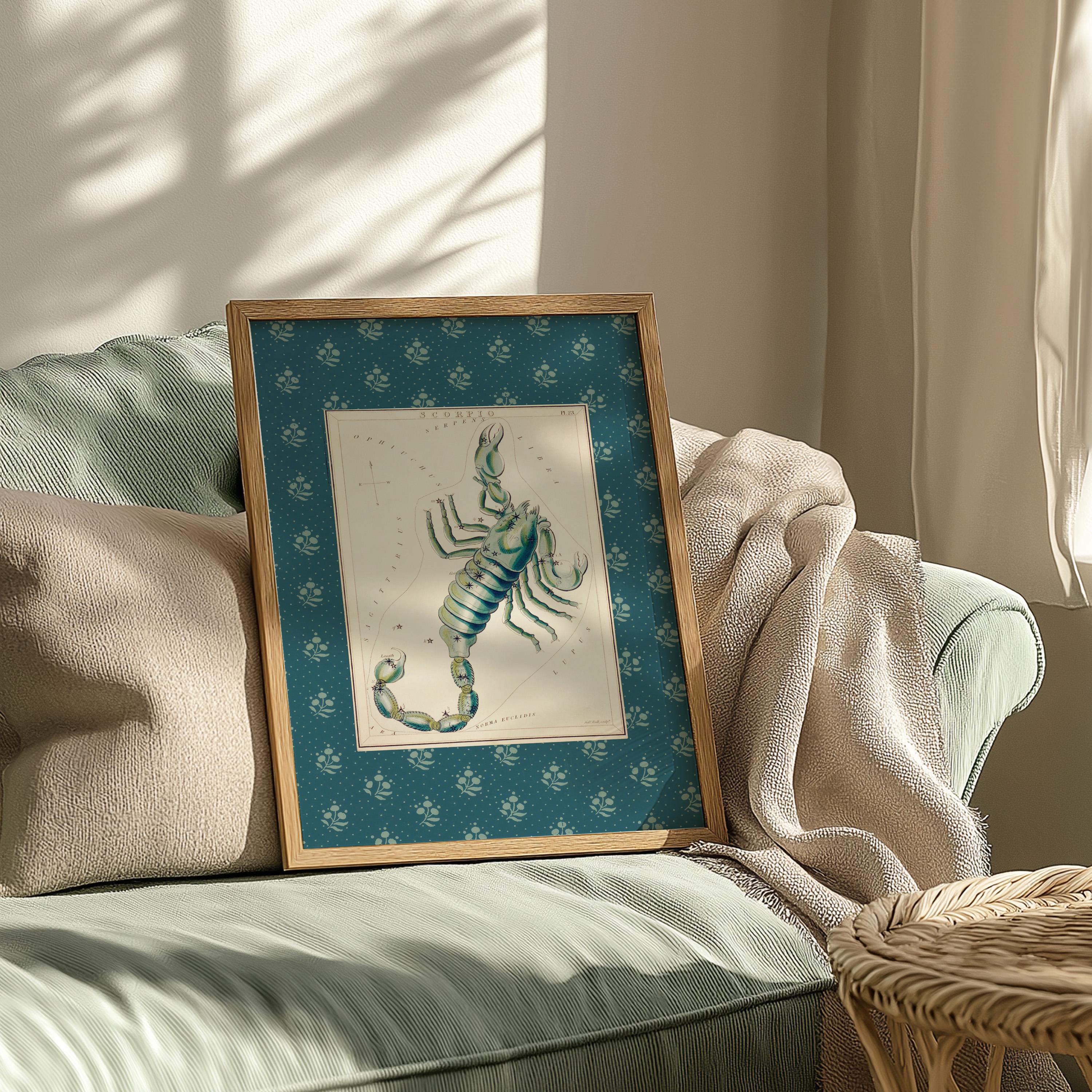 Scorpio Poster - Vintage Astrology Wall Art, Cosmos Solar System Print, Stars Map Home Decor, Zodiac Art for Astrology Lovers