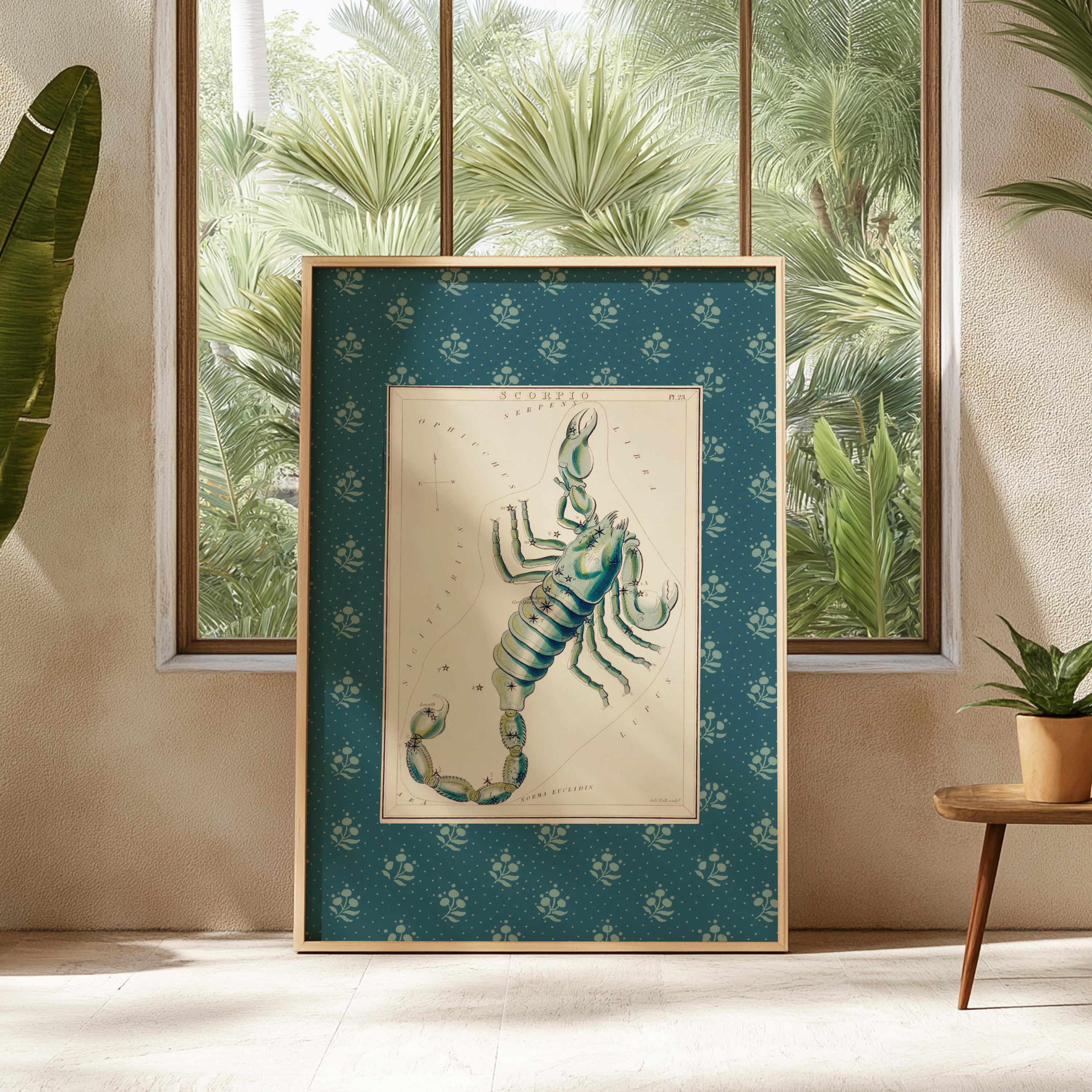 Scorpio Poster - Vintage Astrology Wall Art, Cosmos Solar System Print, Stars Map Home Decor, Zodiac Art for Astrology Lovers