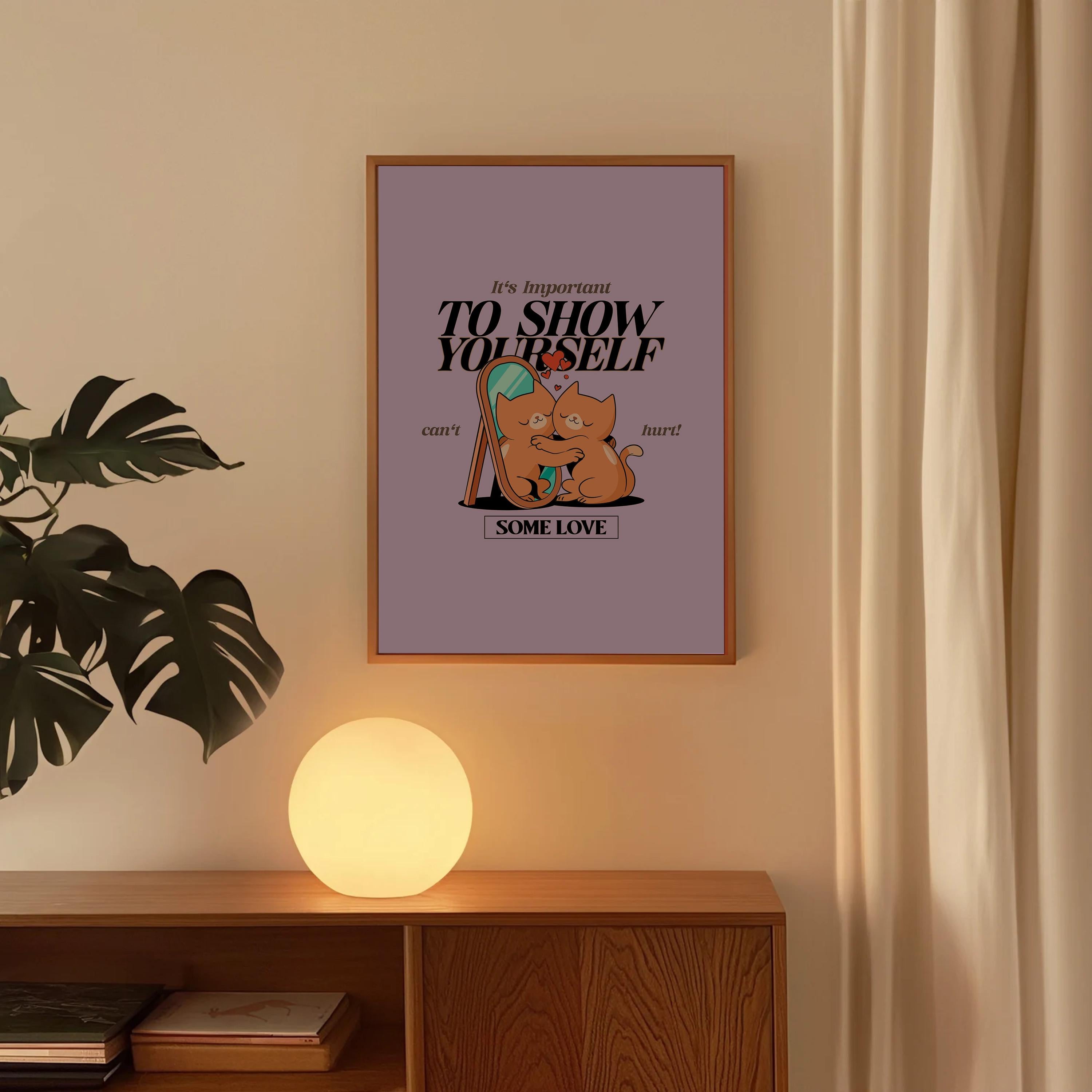 CuteKids Print, Self Love Print, Purple Wall Print, Cute Wall Art, Retro Cartoon Poster, Retro Quote Print, Cartoon Prints, Kid Art