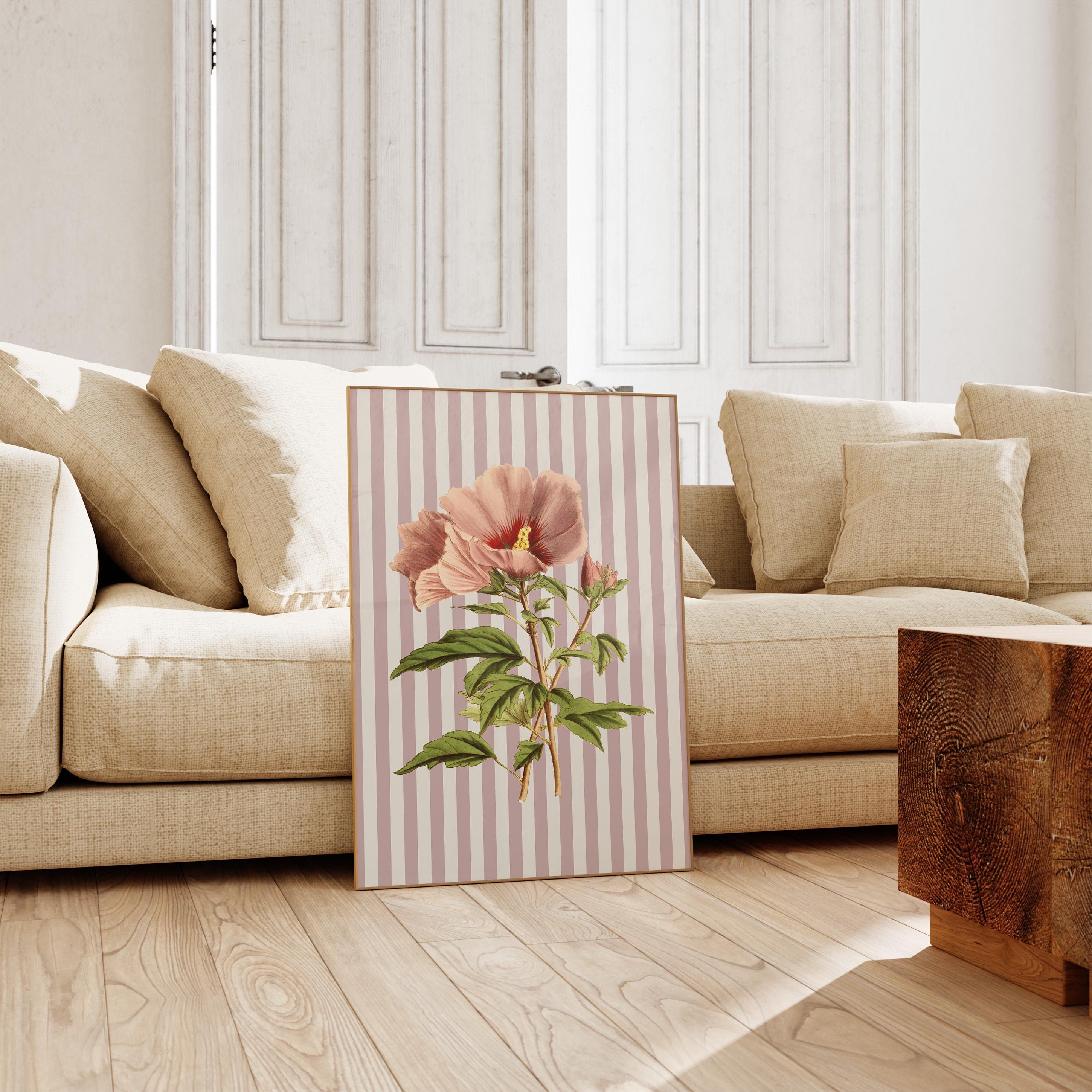 Neutral Floral Art Print, Vintage Flower Art Print, Cottagecore Neutral Decor Digital PRINTABLE Download, Antique Mauve Wall Art
