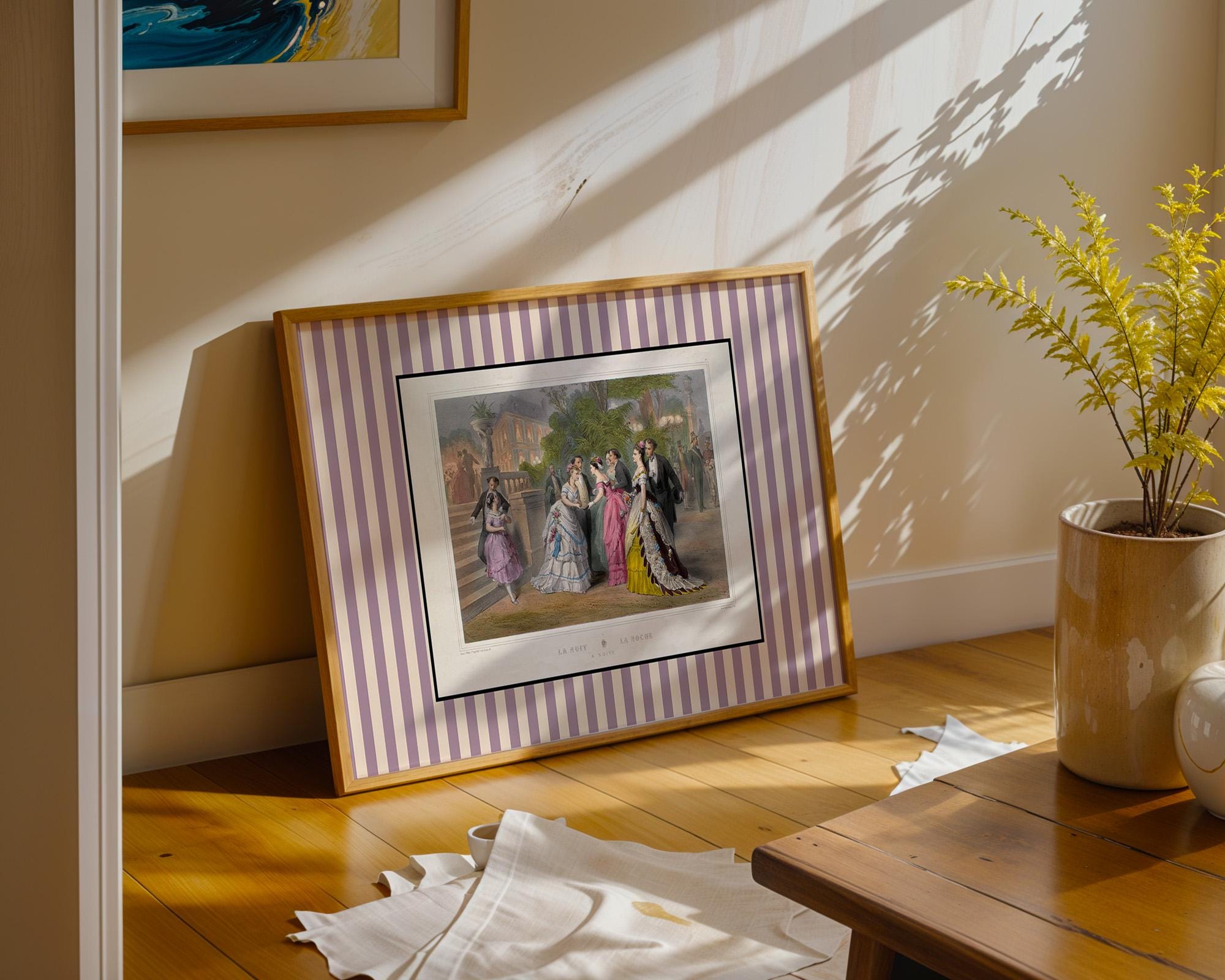 Party Scene Purple Vintage Digital Art Print