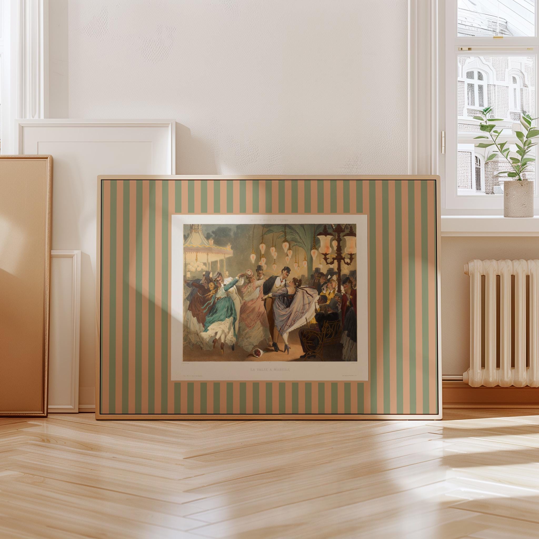 Party Scene Beige Vintage Digital Art Print
