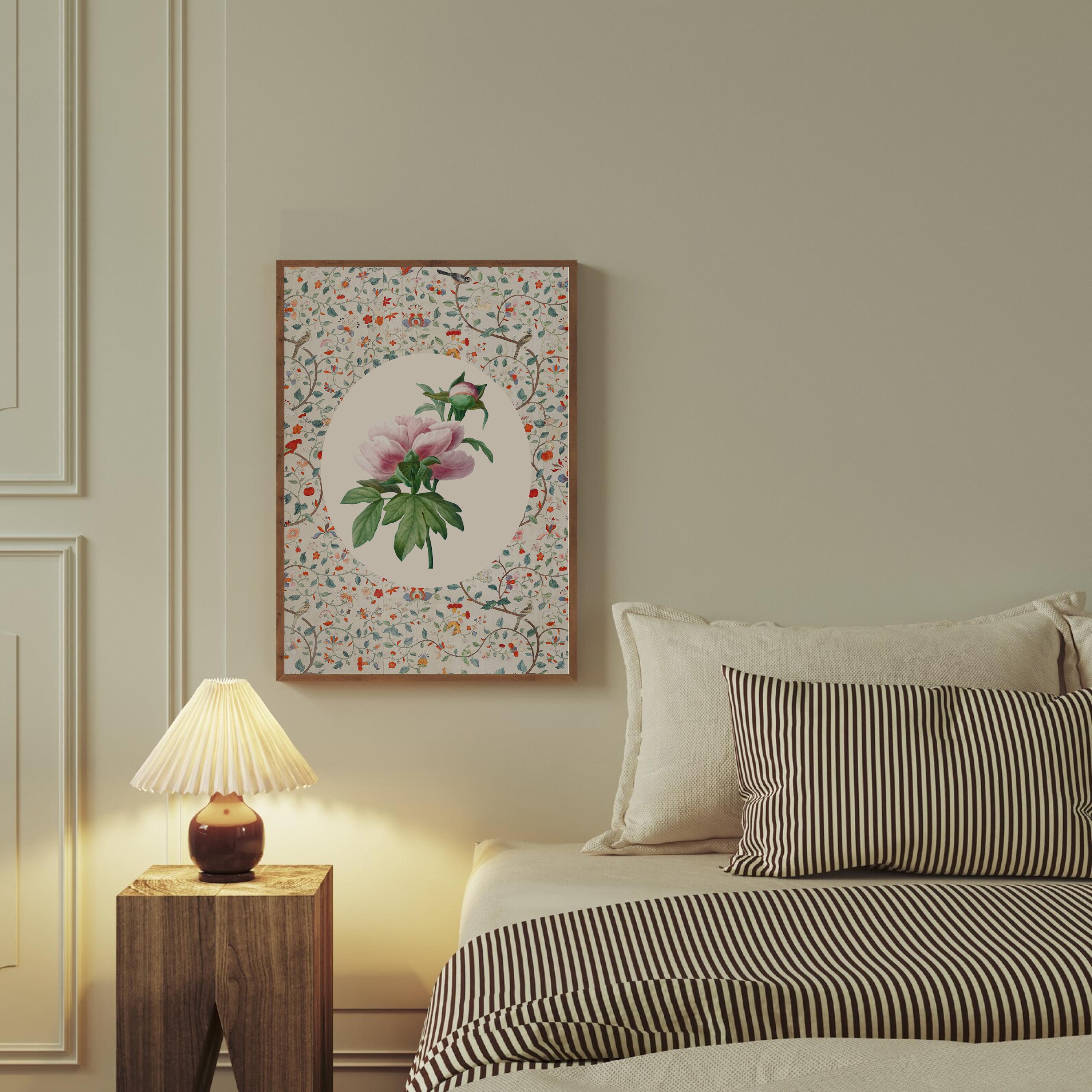 Chinoiserie Wall Art, Pink Chinoiserie Art, Vintage Wall Art, Princesscore, Printable Wall Art, Cottagecore, Spring Decor Chinoiserie Print