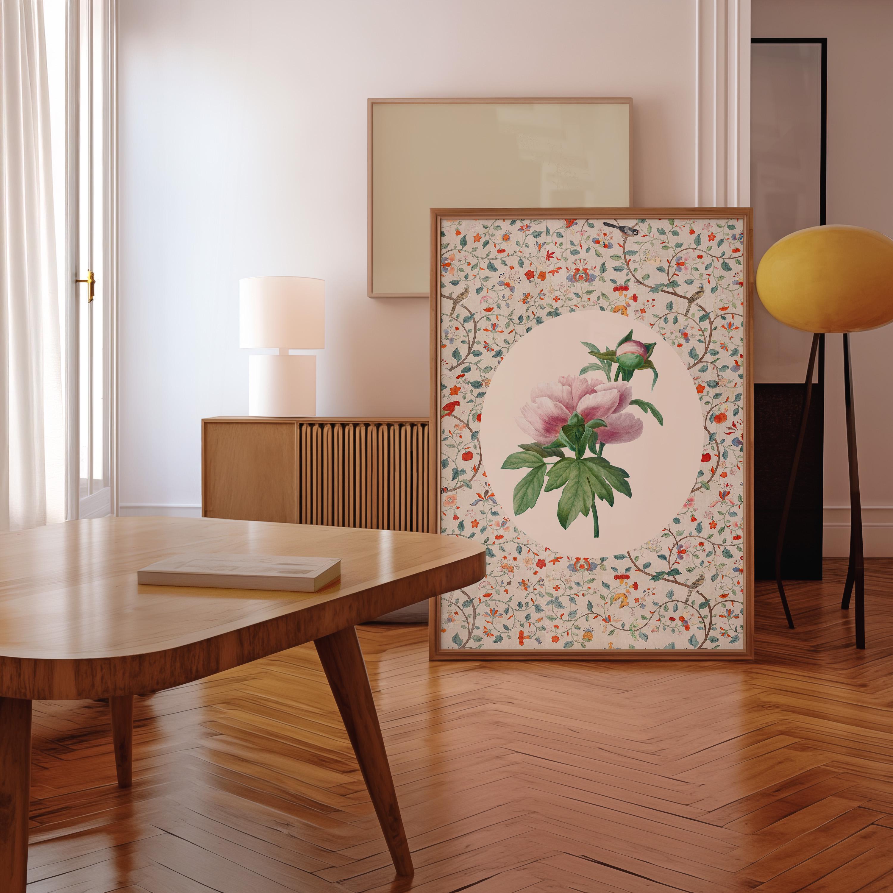Chinoiserie Wall Art, Pink Chinoiserie Art, Vintage Wall Art, Princesscore, Printable Wall Art, Cottagecore, Spring Decor Chinoiserie Print