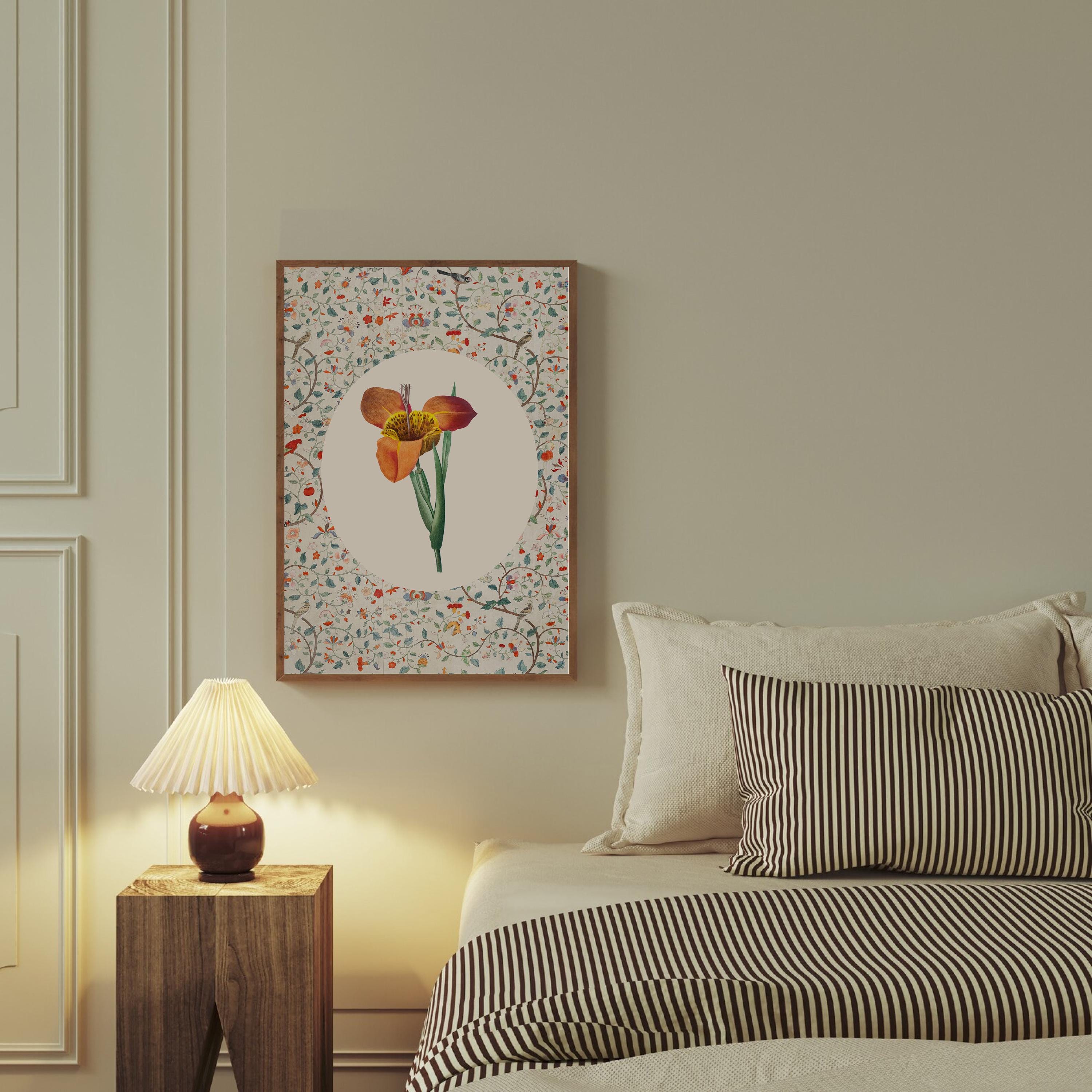 Chinoiserie Inspired, Wall Decor, Chinoiserie Floral Art, Digital Art Prints, Floral Vintage Art, Vintage Aesthetic Art, Southern Style