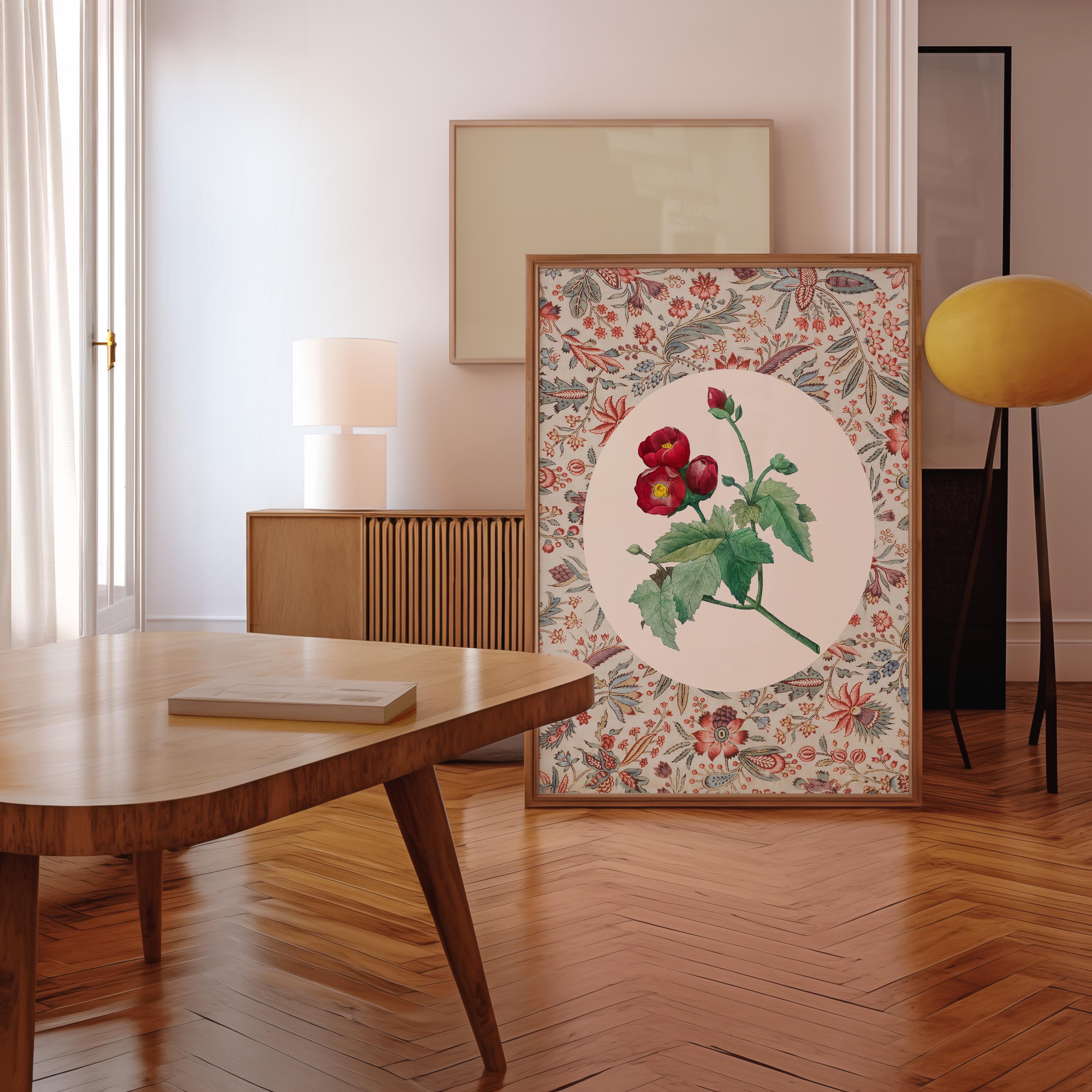 grandmillenial printable art, Nancy meyers inspired digital download, maximalist, cottage, English country, red floral art, digital prints