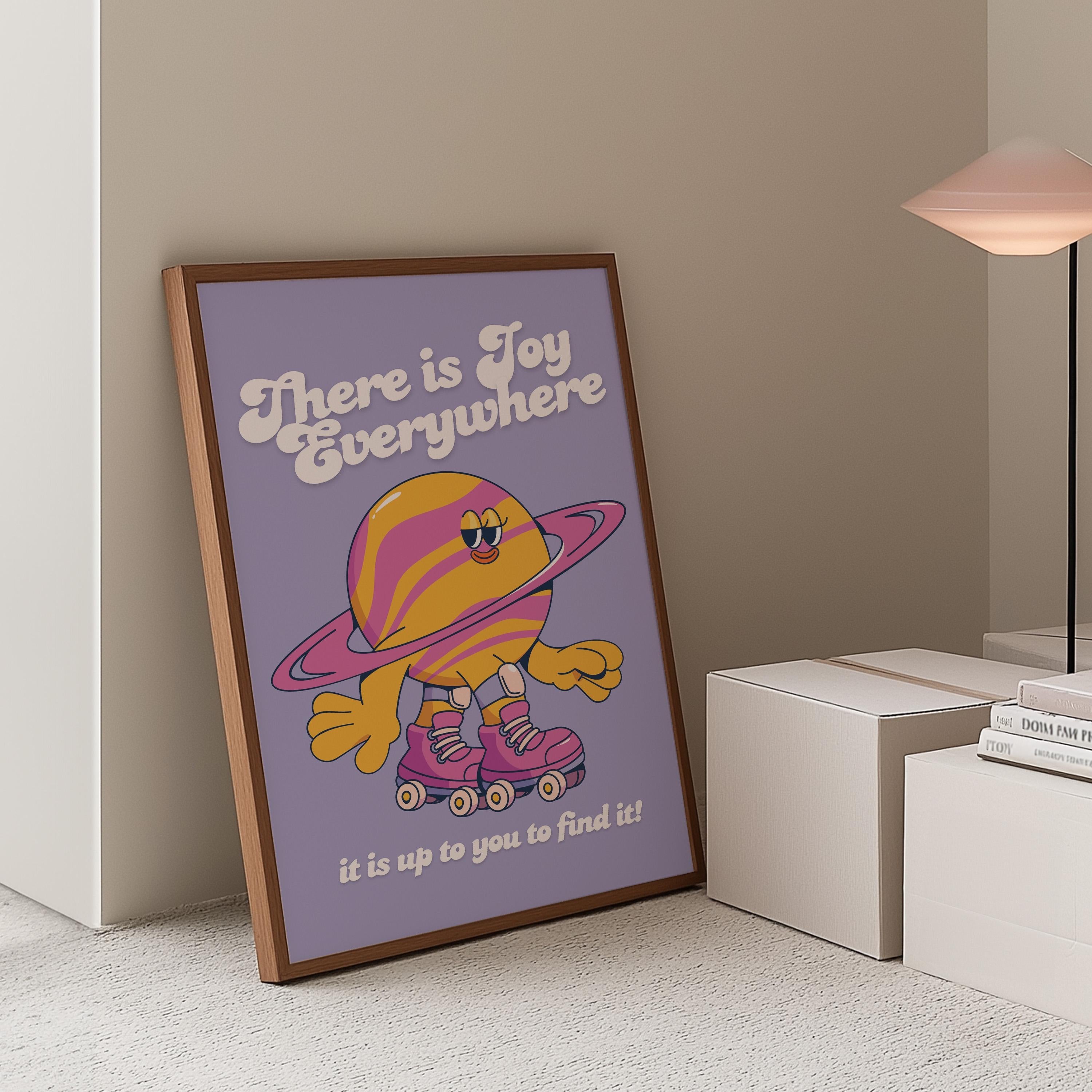 Classroom Art, Kids Room Art, Downloadable Print, Outer Space Art Print, Planets Cartoon Art, Kids Posters, Vintage Mascot Art, Positive Art