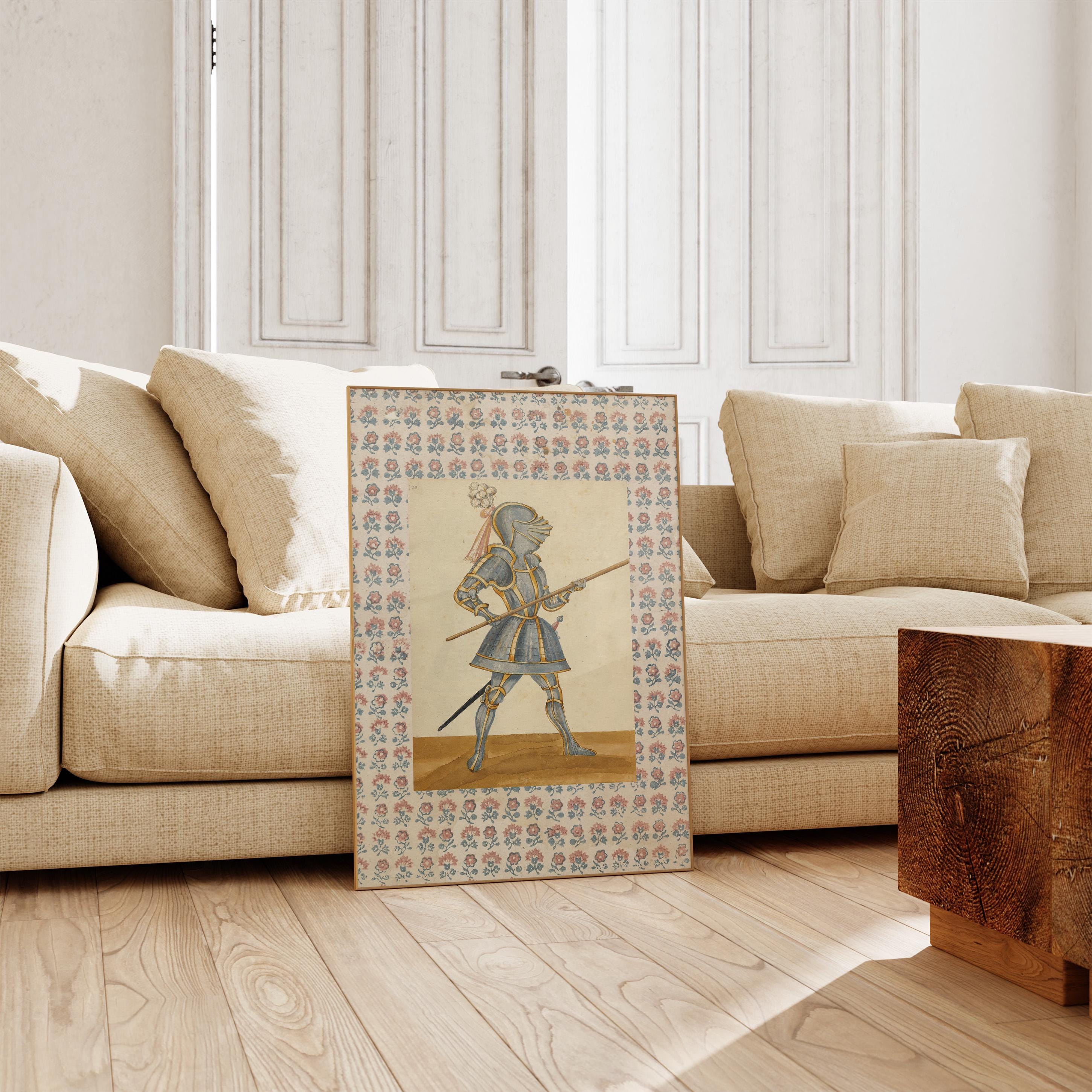 Knight Print, Digital Wall Art, Knights Armour, Medieval illustration, Living Room Art, Cottage, Nursery, Vintage Kids Room Art, Kids Decor