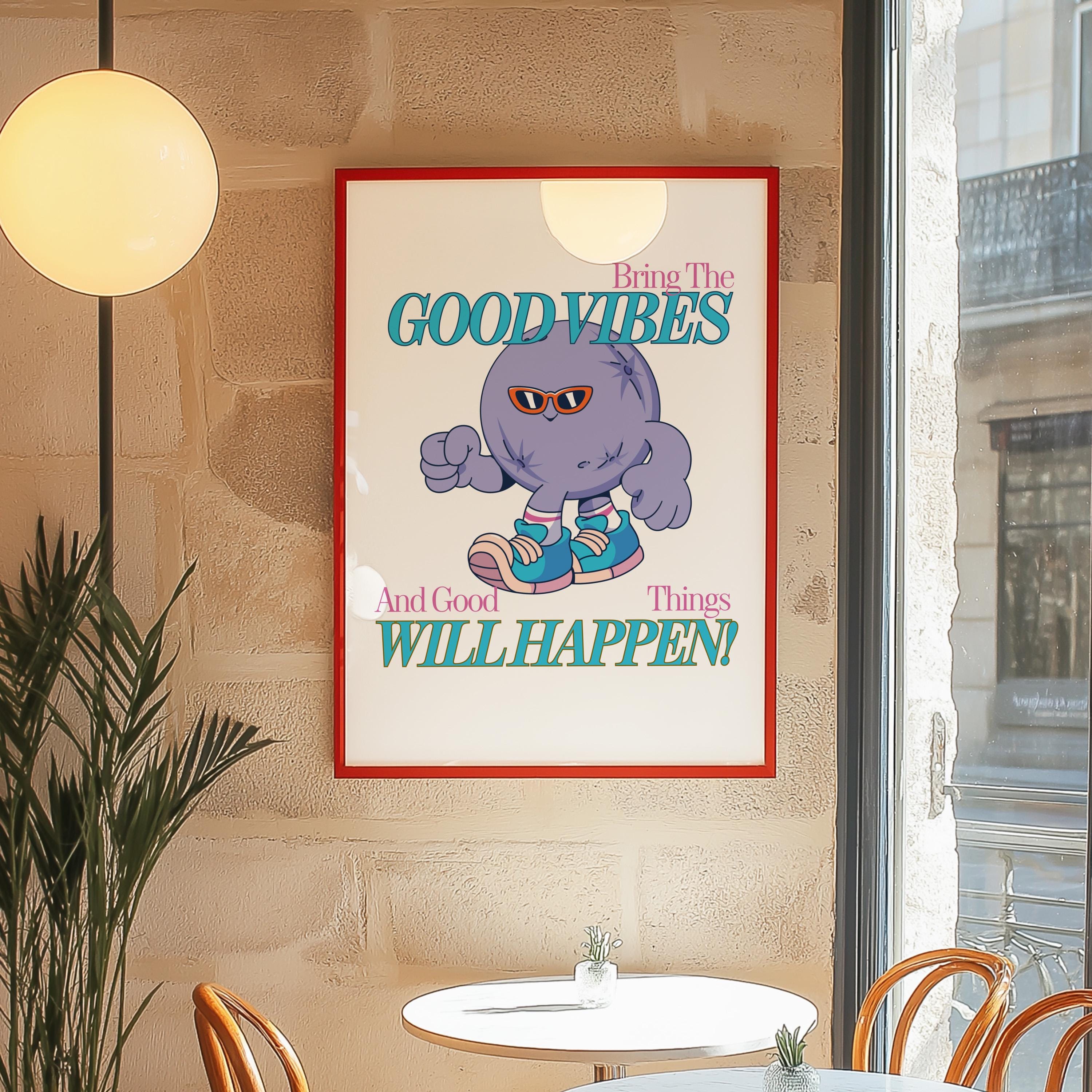 Retro Inspiration Art, Classroom Art, Cute Vintage Print, Planet Cartoon, Kids Mascot Print, Funky Groovy Minimal Retro Poster