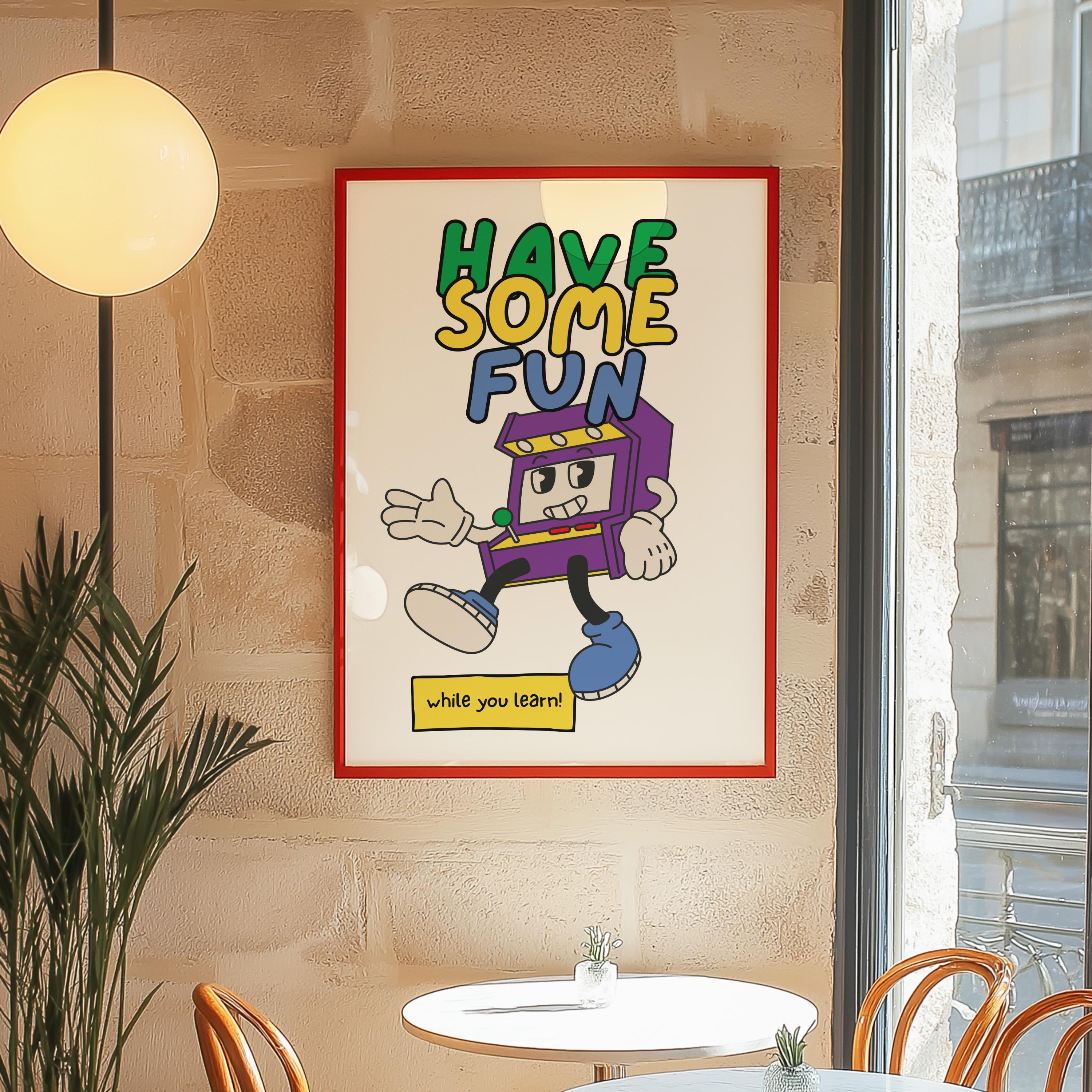 Classroom Art, Kids Room Art,Downloadable Print, Cartoon Art Print, Retro Character Art, Trendy Posters, Vintage Mascot Art, Positive Art