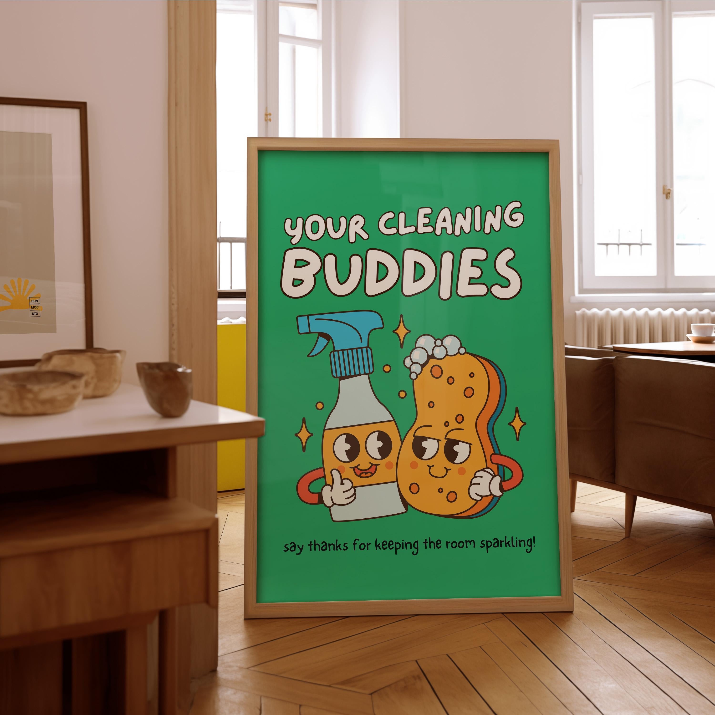 Classroom Art, Kids Room Art, Downloadable Print, Cartoon Art, Clean Up Print, Trendy Posters, Vintage Mascot Art, Cute Positive Poster