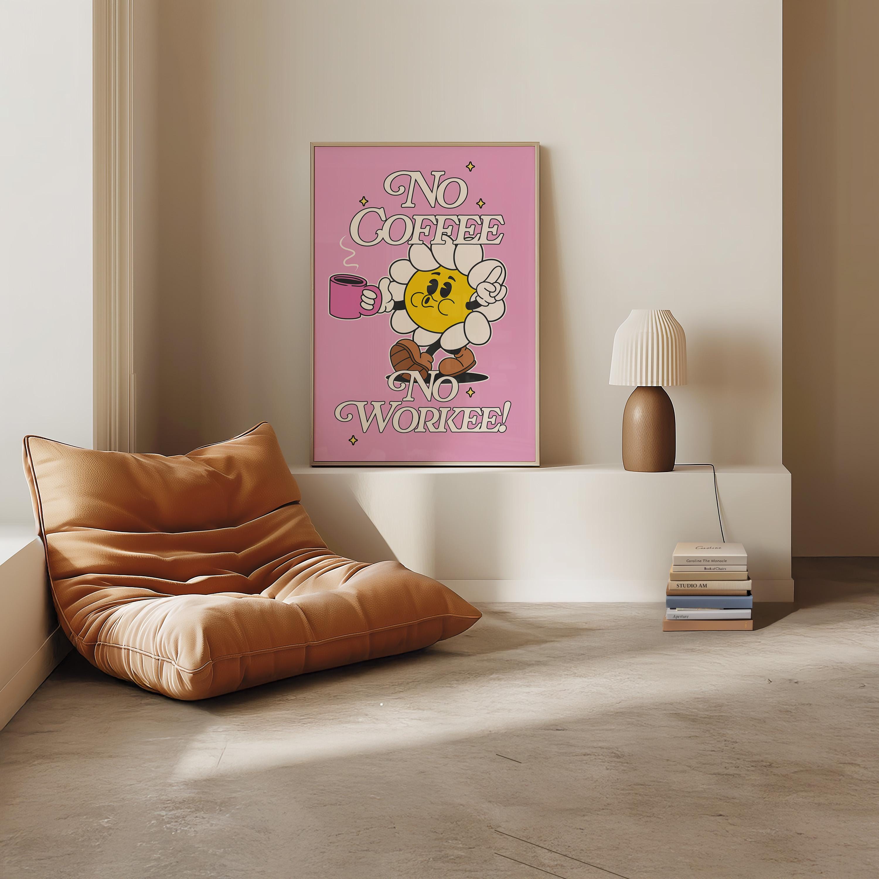 Good things happen after coffee-Digital Prints-Retro Art Quote-Office Art, Kitchen Art-Coffee Art Print-Coffee Cartoon Print-Retro Wall Art