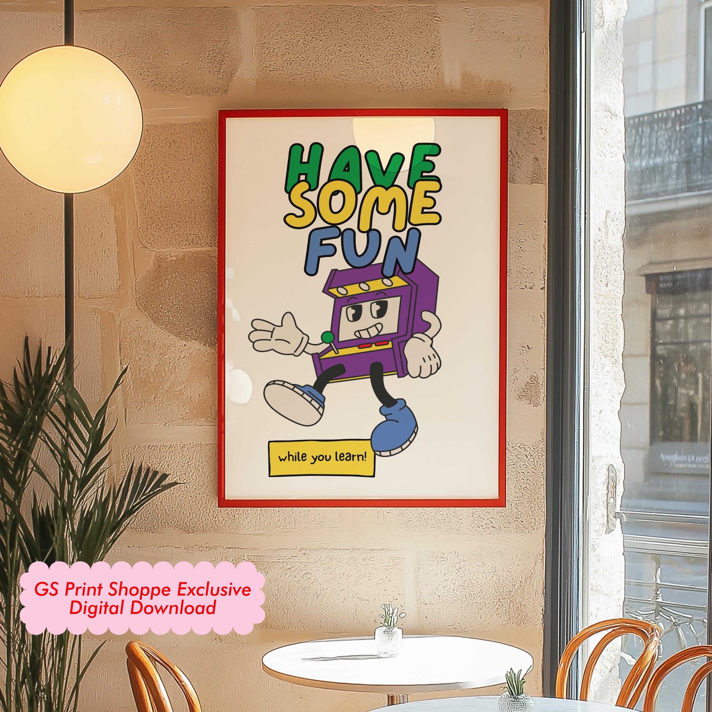 Classroom Art, Kids Room Art,Downloadable Print, Cartoon Art Print, Retro Character Art, Trendy Posters, Vintage Mascot Art, Positive Art