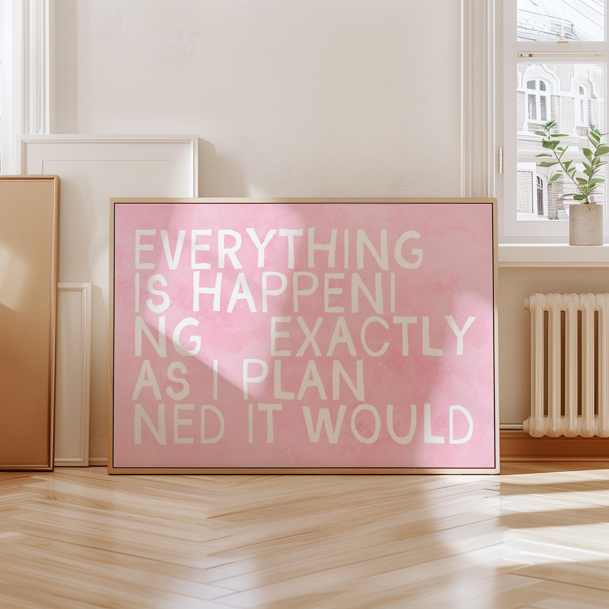Positivity Wall Art, Manifestation Decor, Typography Print, Living Room, Teen Space, Daughter Bedroom, Pink Art Print, Pink Typography art