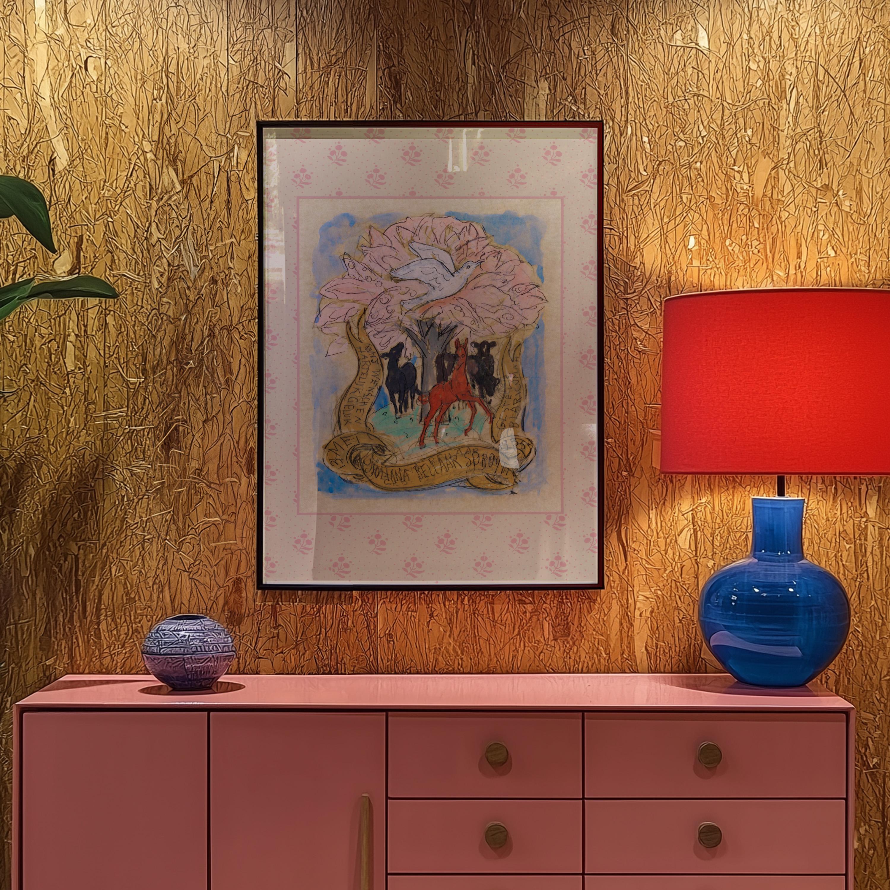 Vintage Horse Painting, Colorful Vintage Art, Horse Art, Watercolor Nursery & Farmhouse Decor, Dove Art Print, Classic Art
