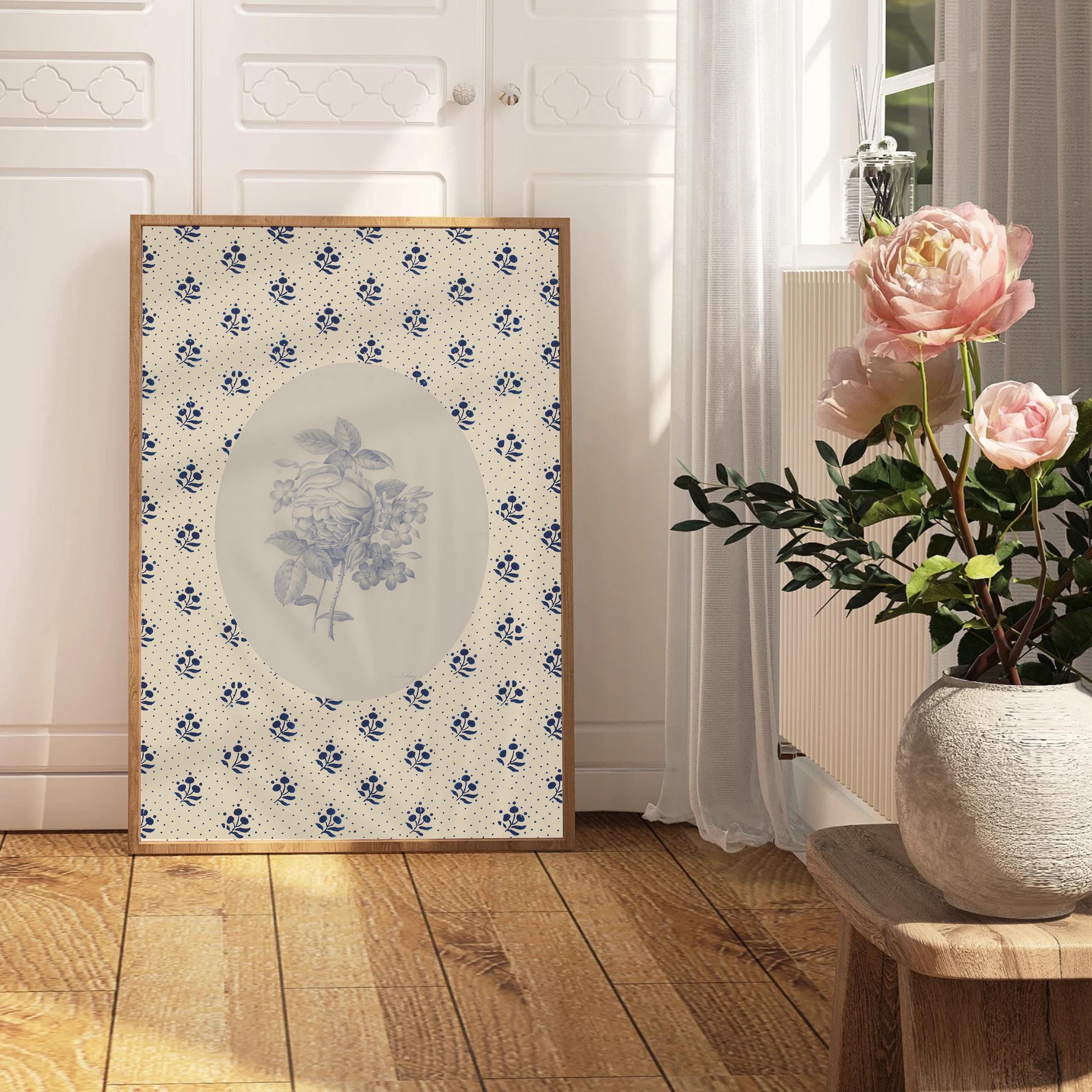 Floral Wall Decor, Chinoiserie Floral Art, Digital Prints, Floral Vintage Art, Vintage Aesthetic Art, Southern Style, Patterned Floral Art