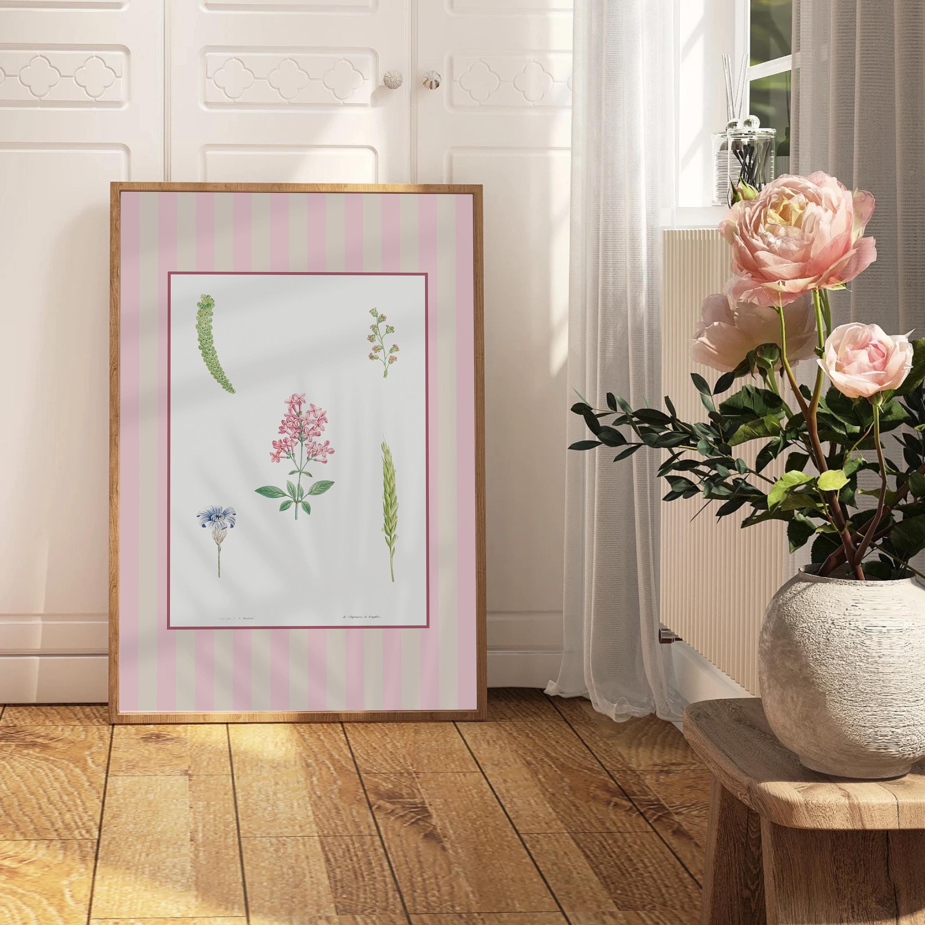 Vintage Flower Poster, Pink Vintage Print, Floral Decor, Digital Download, Paris Art Print, Cottagecore Art, Vintage Aesthetic