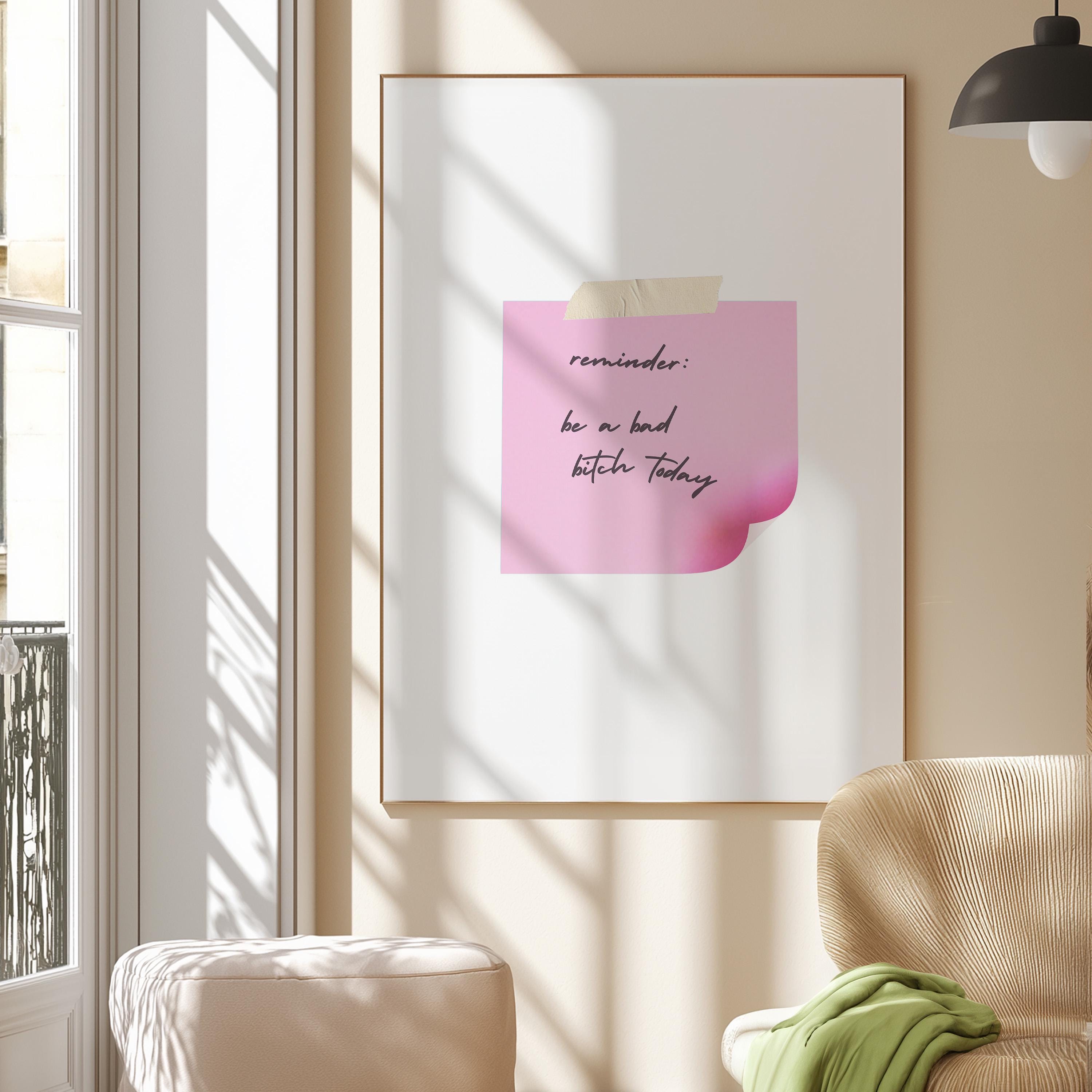 Positivity Wall Art, Manifestation Decor, Typography Print, Living Room, Teen Space, Daughter Bedroom, Pink Art Print, Pink Typography art