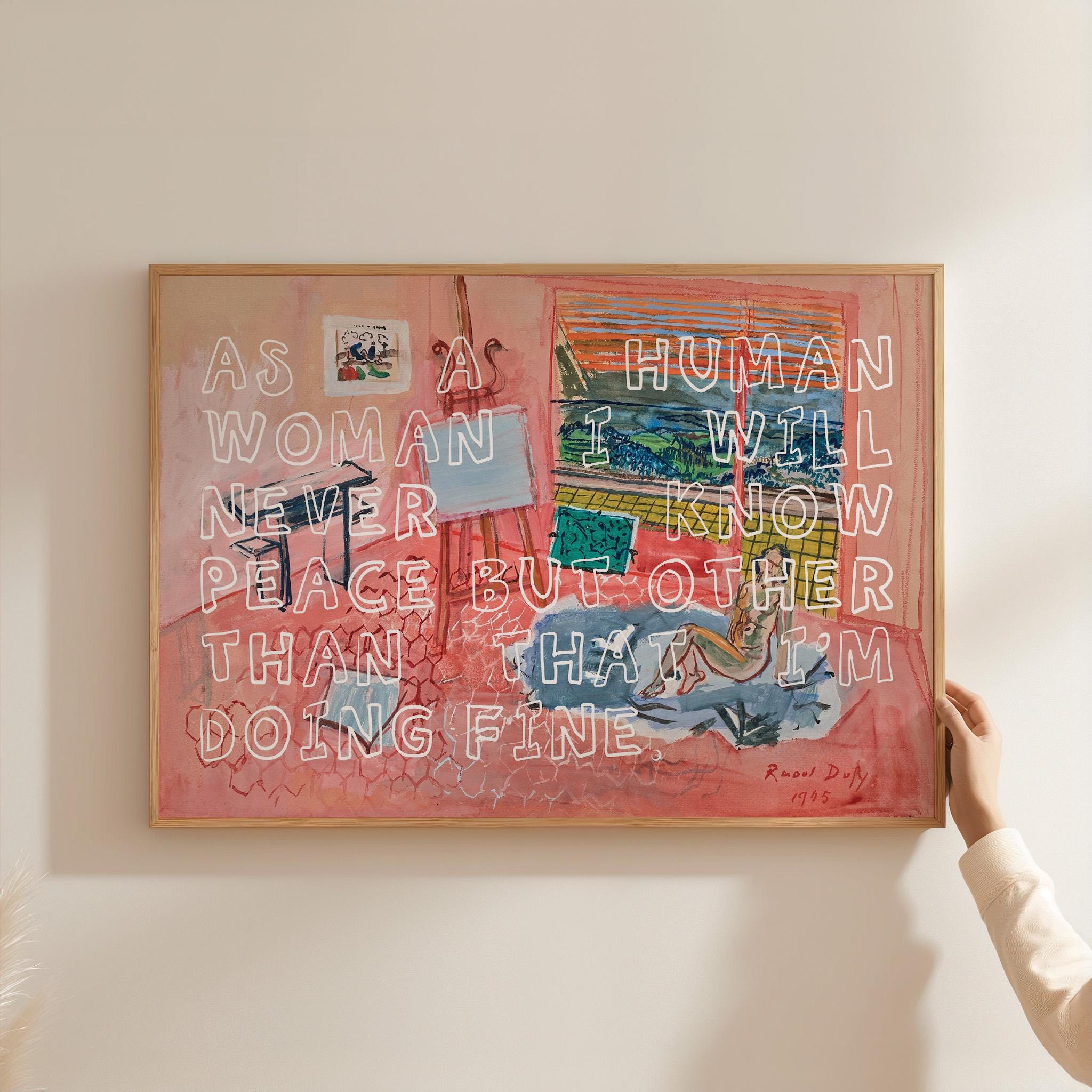 Altered Painting Art, Pink Maximalist Poster, Classic Sketch Print, Pink Bauhaus Art, Exhibition Poster, Fauvism Art Decor, Feminist Decor