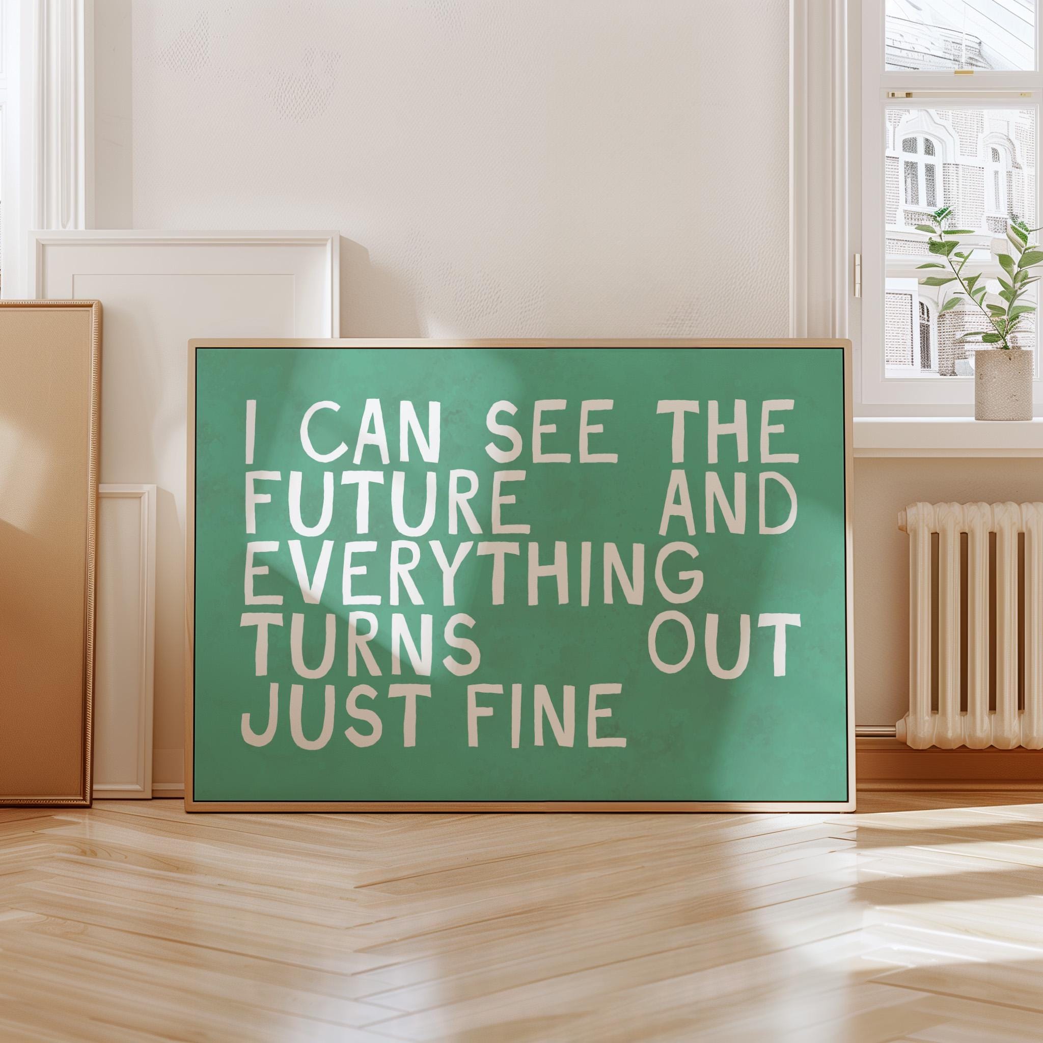 Green Typography Art Print - Modern Positive Wall Decor for Living Room & Daughter&#39;s Bedroom - Handwritten Style