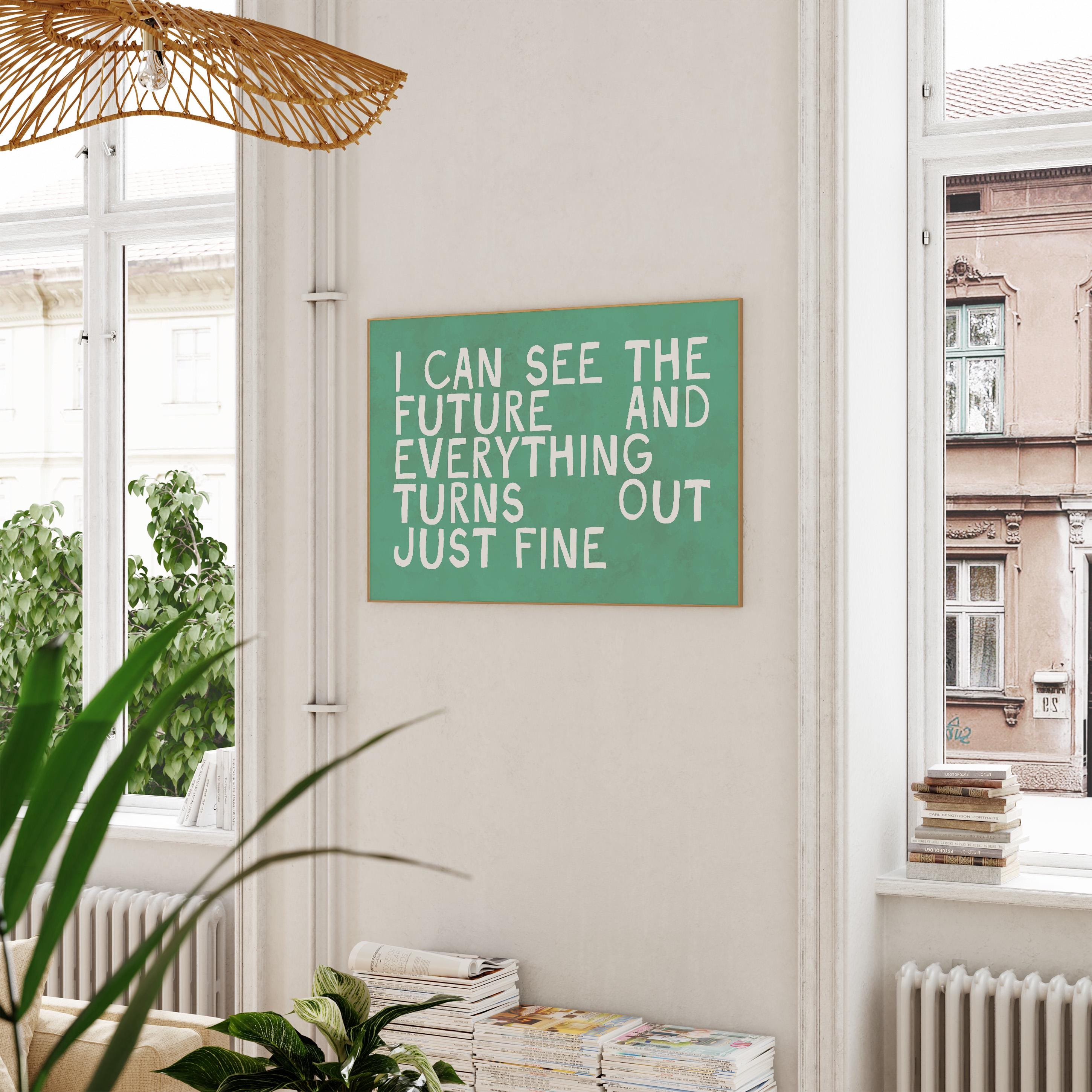Green Typography Art Print - Modern Positive Wall Decor for Living Room & Daughter&#39;s Bedroom - Handwritten Style
