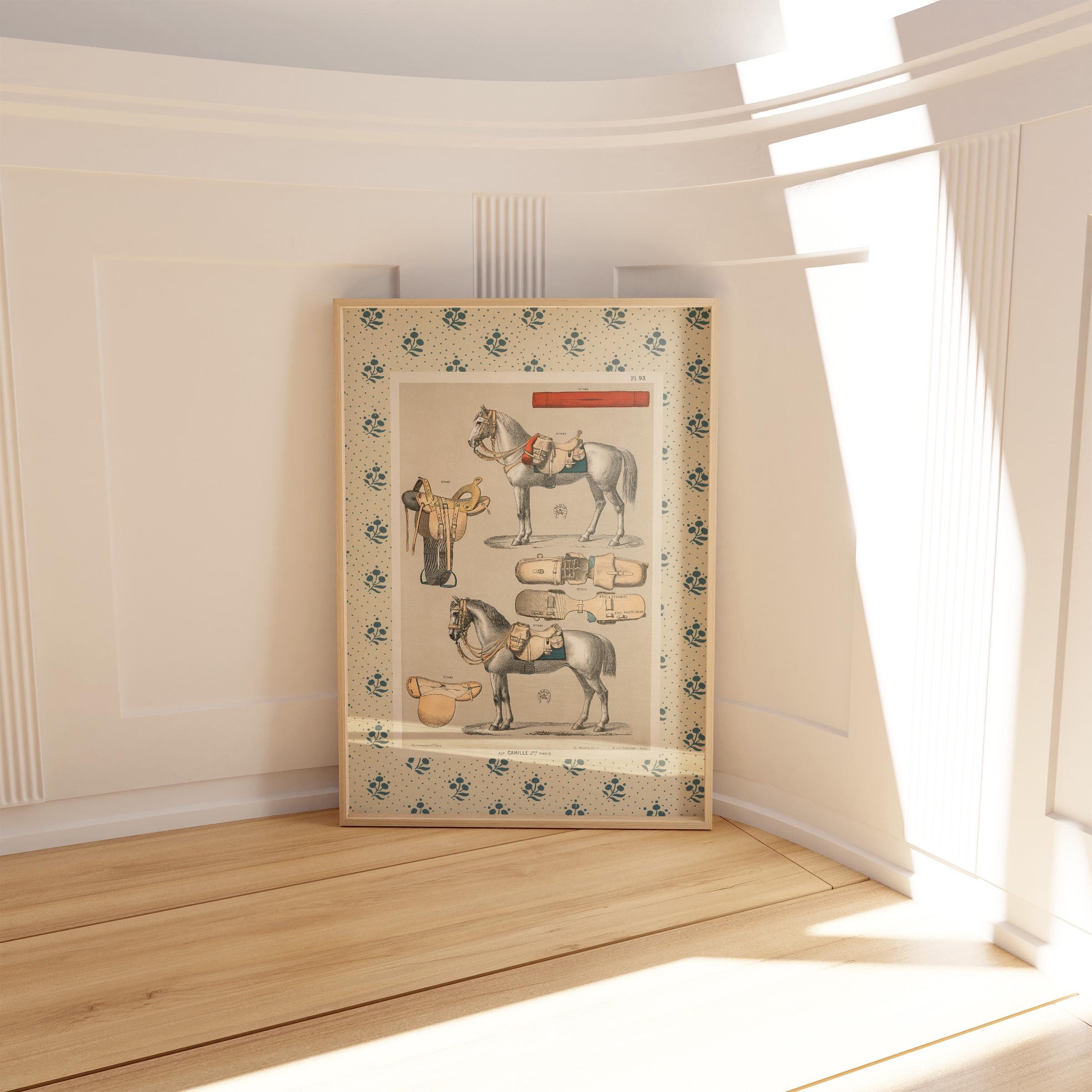 Vintage Horse Painting - Equestrian Portrait for Boys Room, Kentucky Derby Art, Watercolor Nursery & Farmhouse Decor