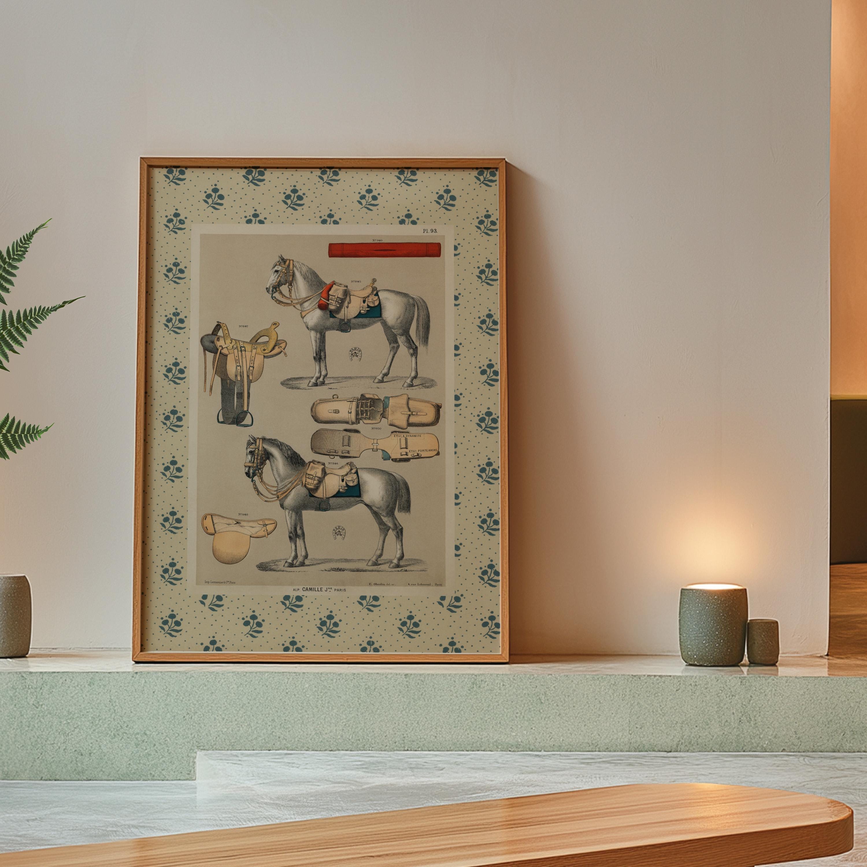 Vintage Horse Painting - Equestrian Portrait for Boys Room, Kentucky Derby Art, Watercolor Nursery & Farmhouse Decor