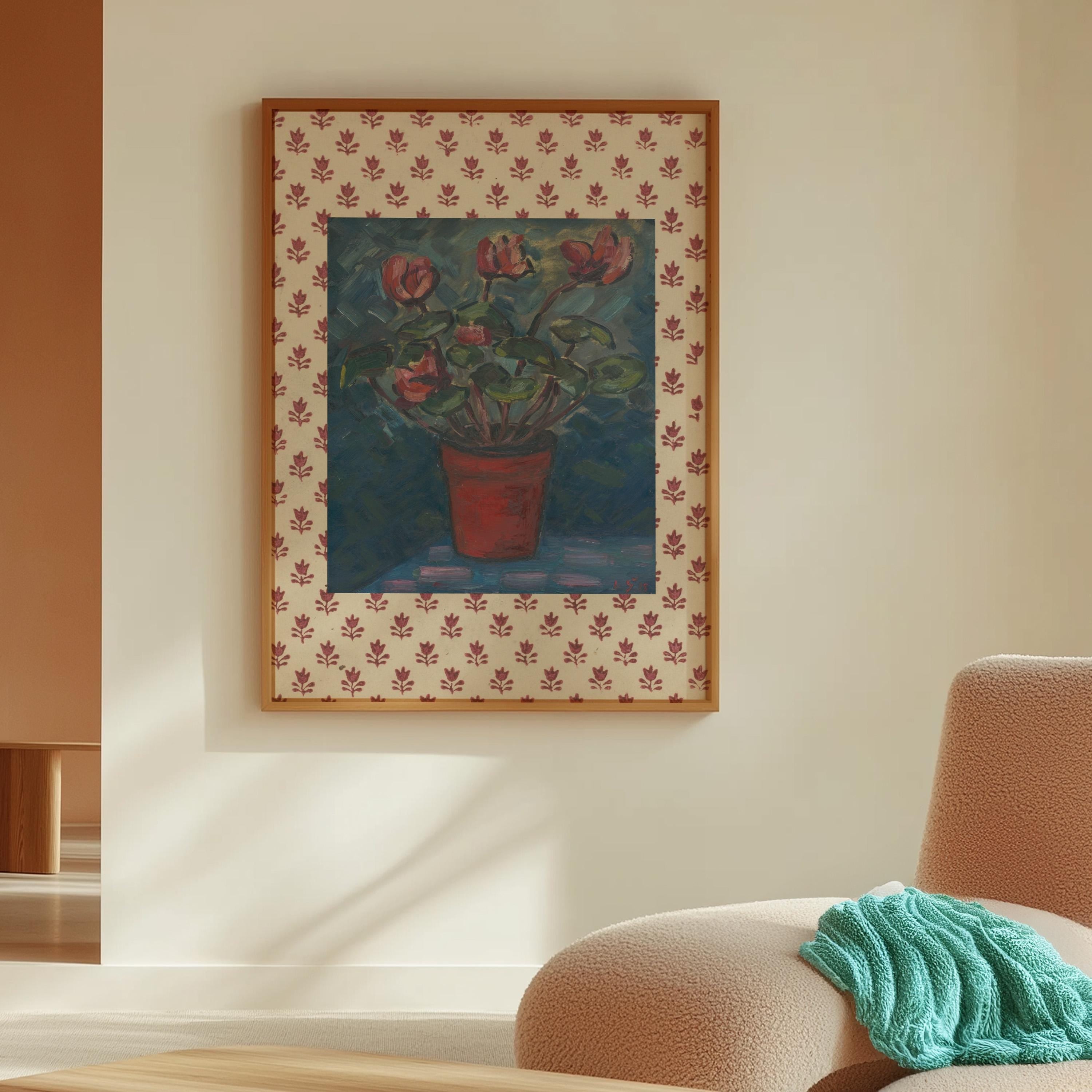 Vintage Botanical Prints: Red Floral Poster, Antique Flower Art for Nursery Decor, Retro Wall Art & Decorative Print
